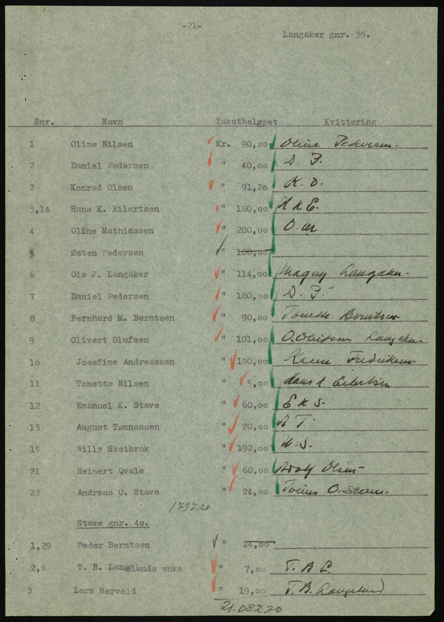 Forsvarsdepartementet, 10. kontor / Oppgjørskontoret, AV/RA-RAFA-1225/D/Db/L0180: Lista oppgjørskontor, 1942-1952, p. 989