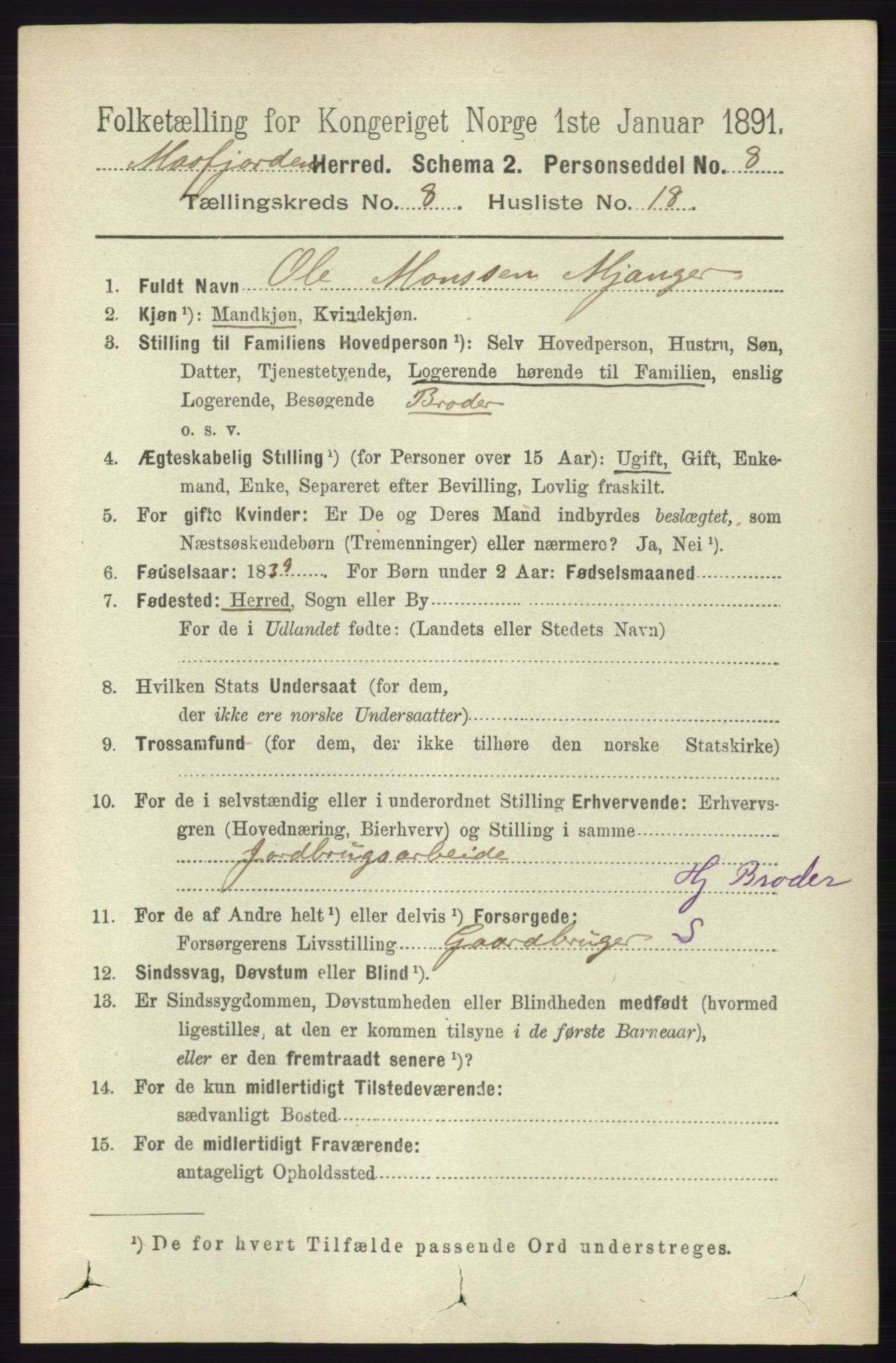 RA, 1891 census for 1266 Masfjorden, 1891, p. 1681