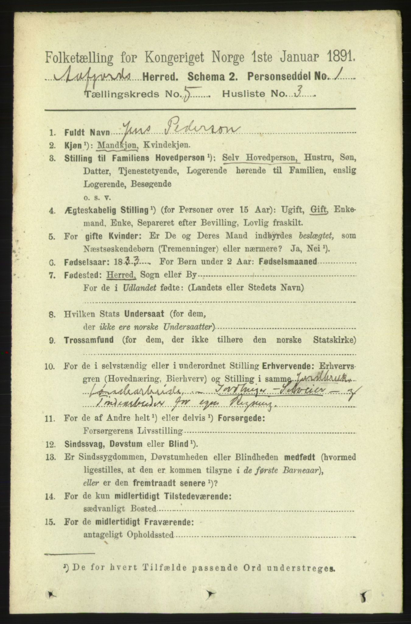 RA, 1891 census for 1630 Åfjord, 1891, p. 1205