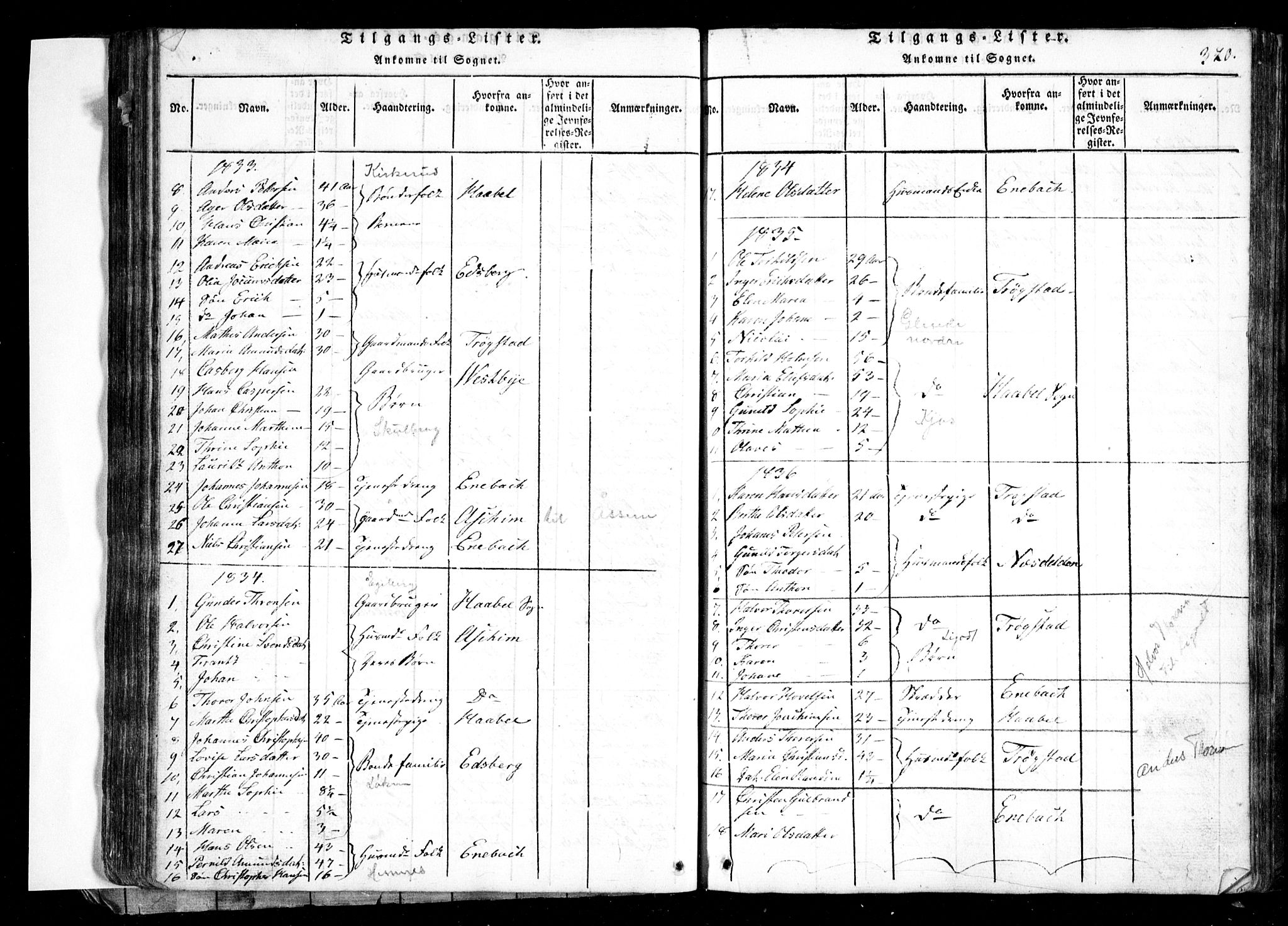 Spydeberg prestekontor Kirkebøker, SAO/A-10924/G/Ga/L0001: Parish register (copy) no. I 1, 1814-1868, p. 320