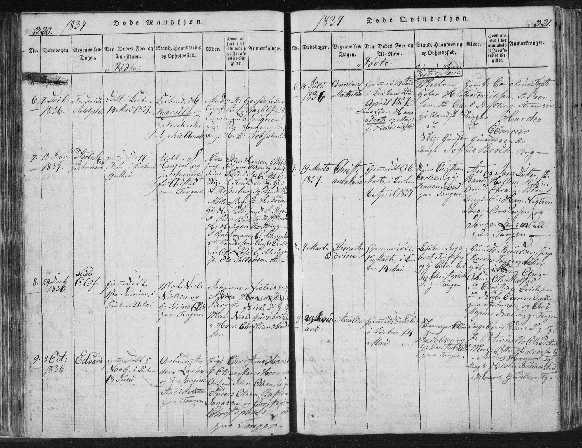 Strømsø kirkebøker, AV/SAKO-A-246/F/Fb/L0004: Parish register (official) no. II 4, 1814-1843, p. 320-321