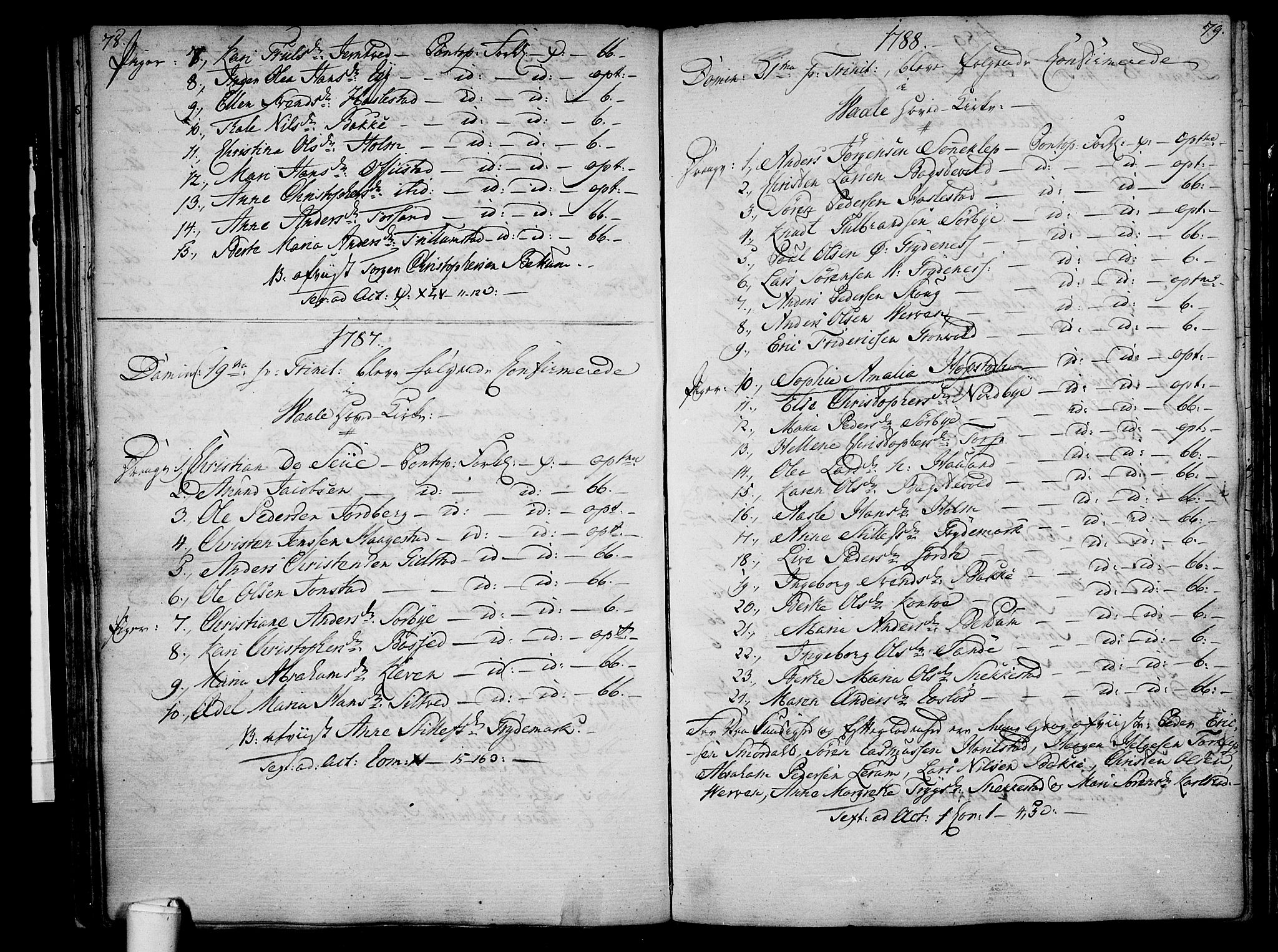 Våle kirkebøker, AV/SAKO-A-334/F/Fa/L0005: Parish register (official) no. I 5, 1773-1808, p. 78-79