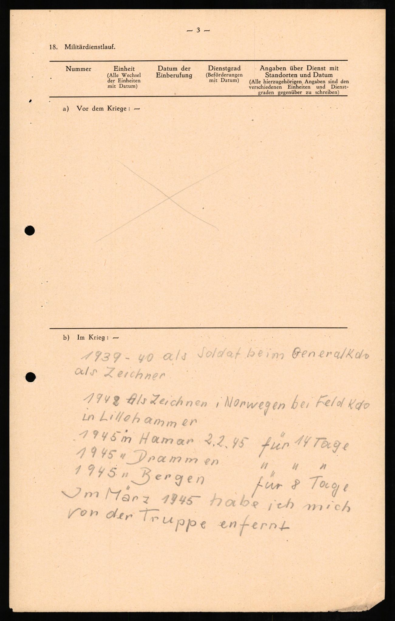 Forsvaret, Forsvarets overkommando II, AV/RA-RAFA-3915/D/Db/L0010: CI Questionaires. Tyske okkupasjonsstyrker i Norge. Tyskere., 1945-1946, p. 6