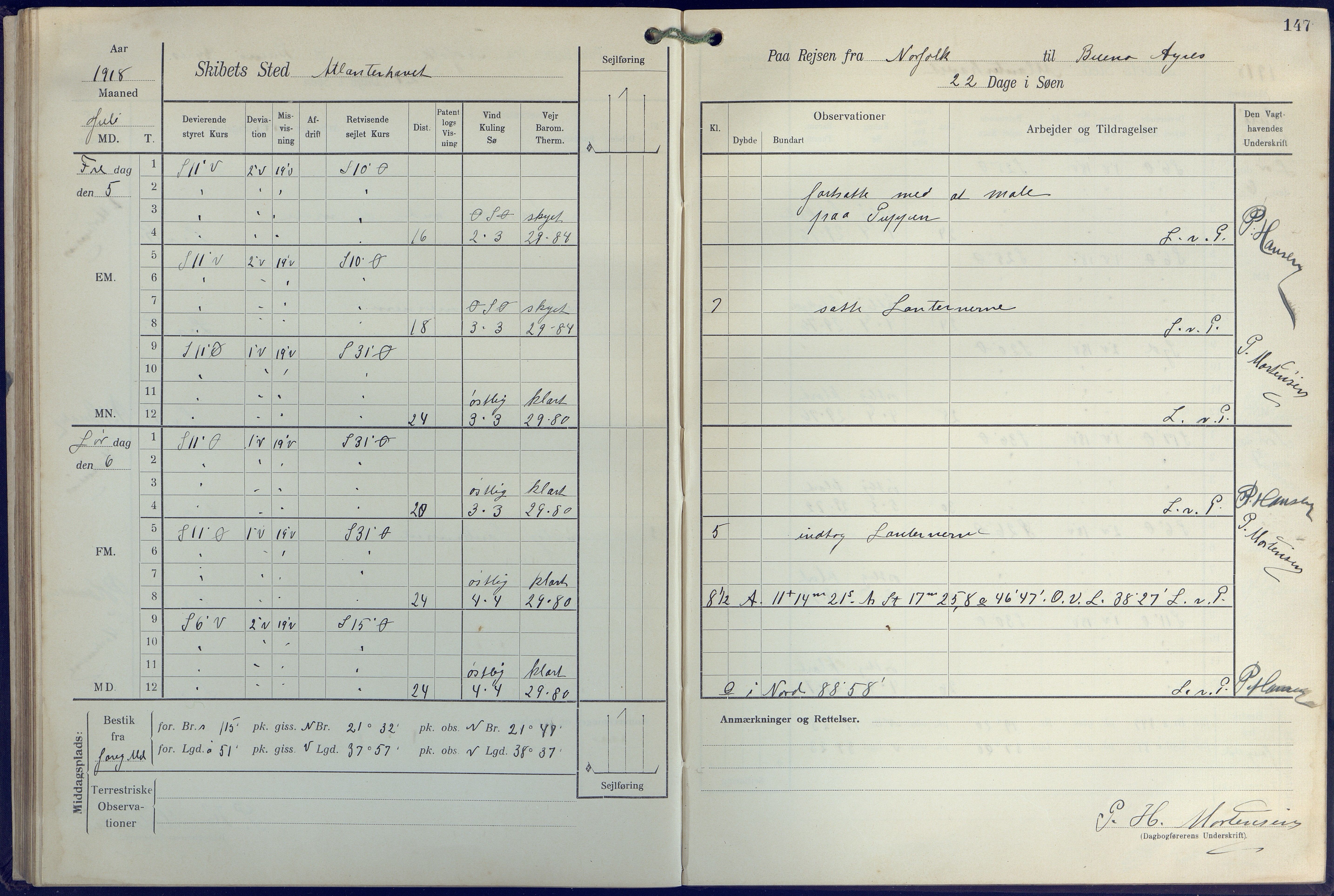 Fartøysarkivet, AAKS/PA-1934/F/L0271: Pehr Ugland (bark), 1917-1919, p. 147