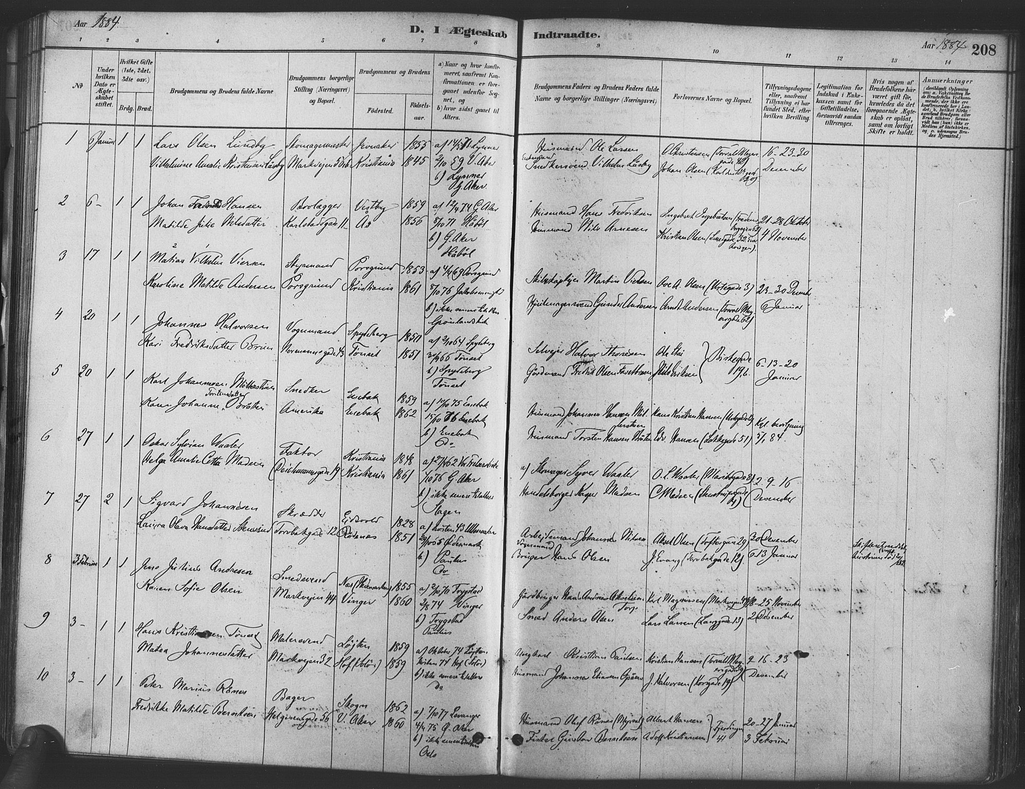 Paulus prestekontor Kirkebøker, AV/SAO-A-10871/F/Fa/L0004: Parish register (official) no. 4, 1879-1891, p. 208