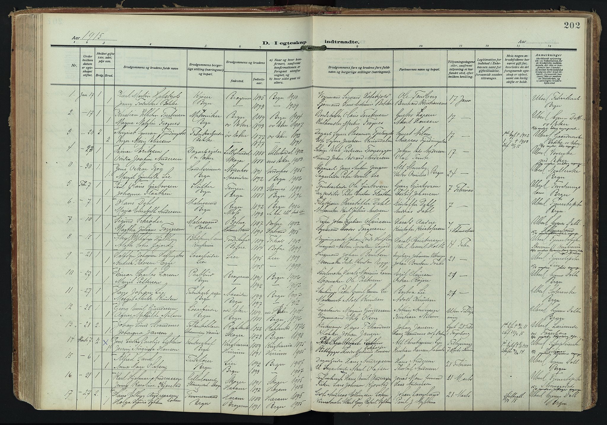 Bragernes kirkebøker, SAKO/A-6/F/Fc/L0008: Parish register (official) no. III 8, 1909-1921, p. 202