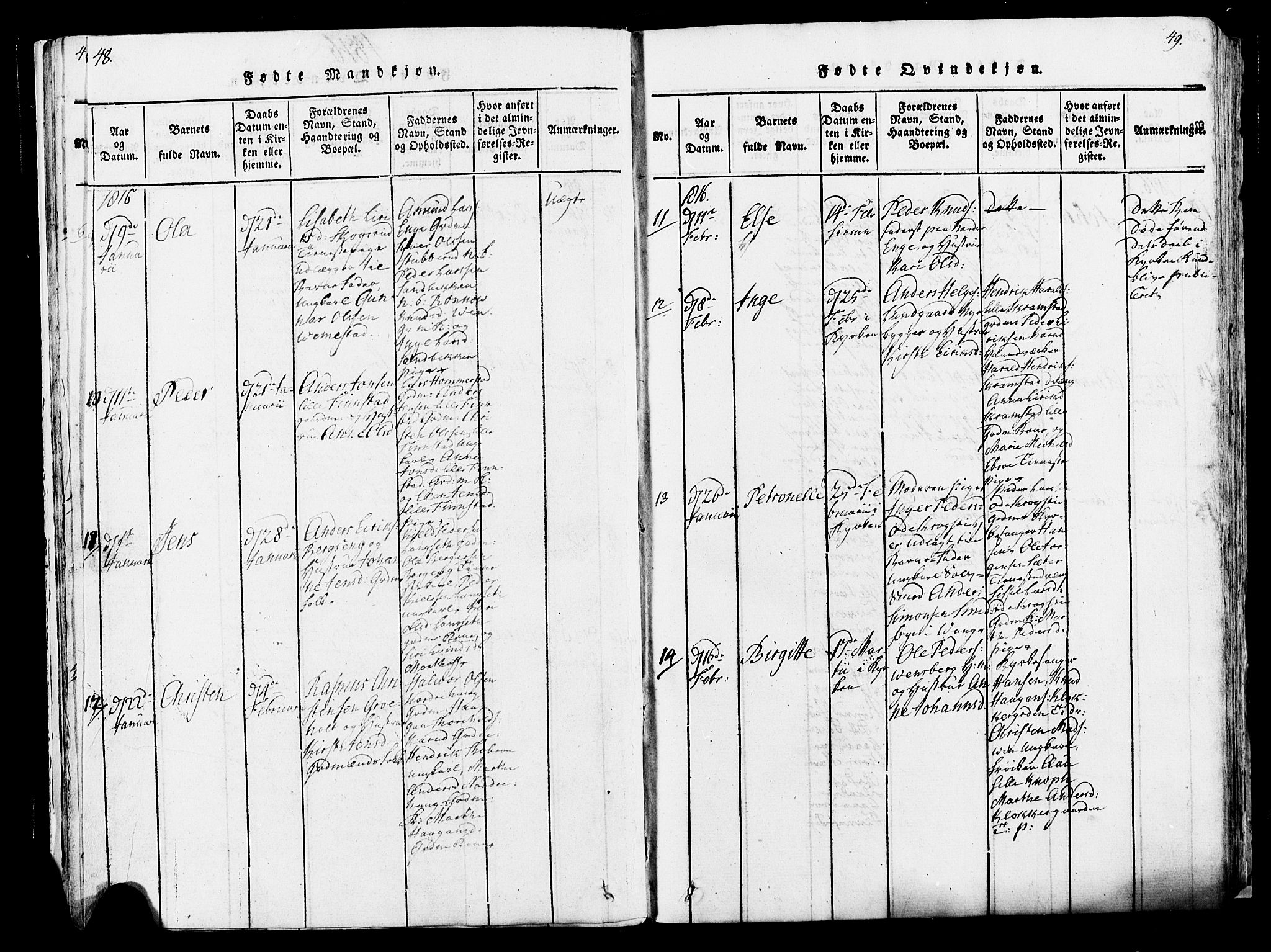 Løten prestekontor, AV/SAH-PREST-022/K/Ka/L0005: Parish register (official) no. 5, 1814-1832, p. 48-49