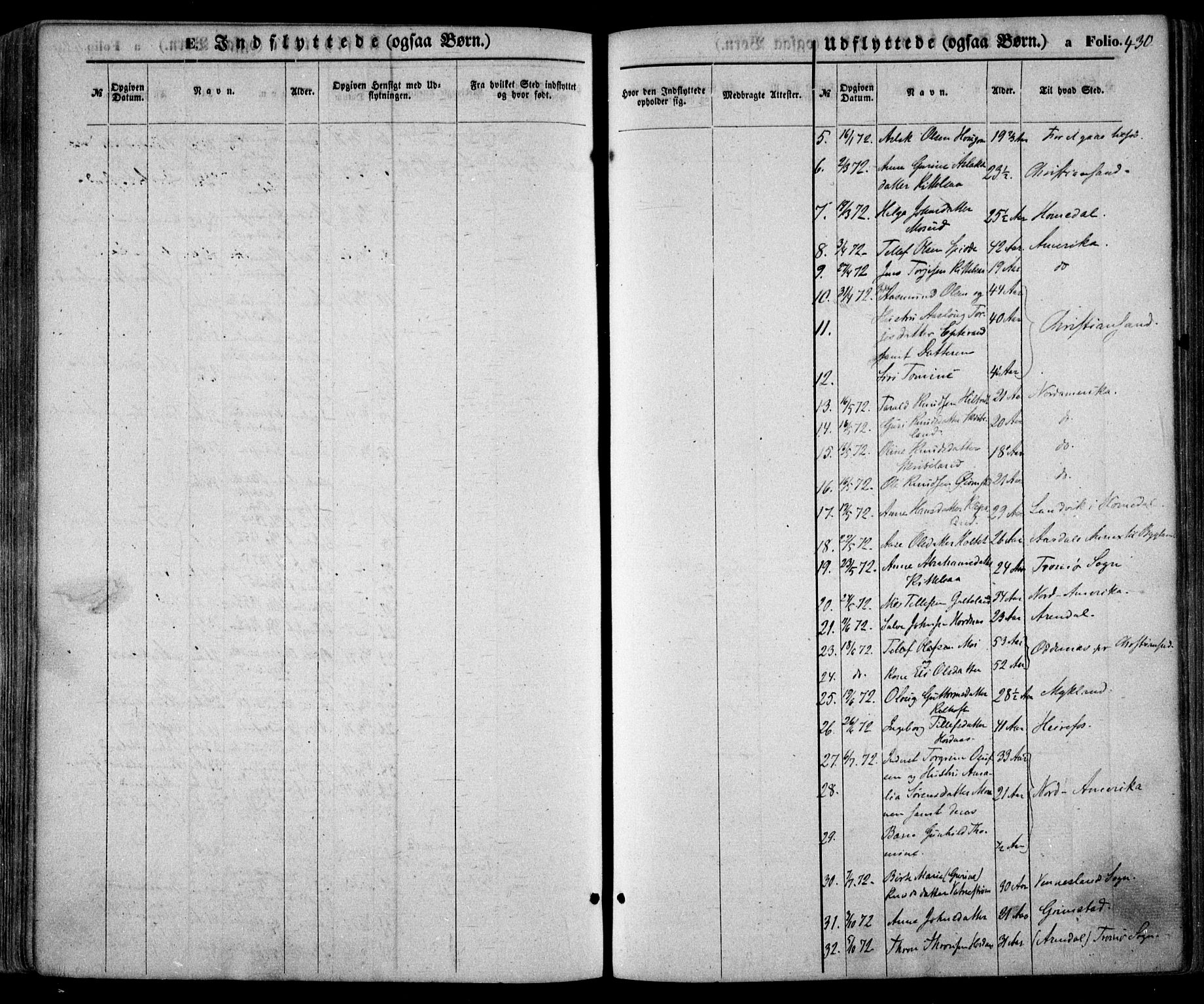 Evje sokneprestkontor, AV/SAK-1111-0008/F/Fa/Faa/L0006: Parish register (official) no. A 6, 1866-1884, p. 430