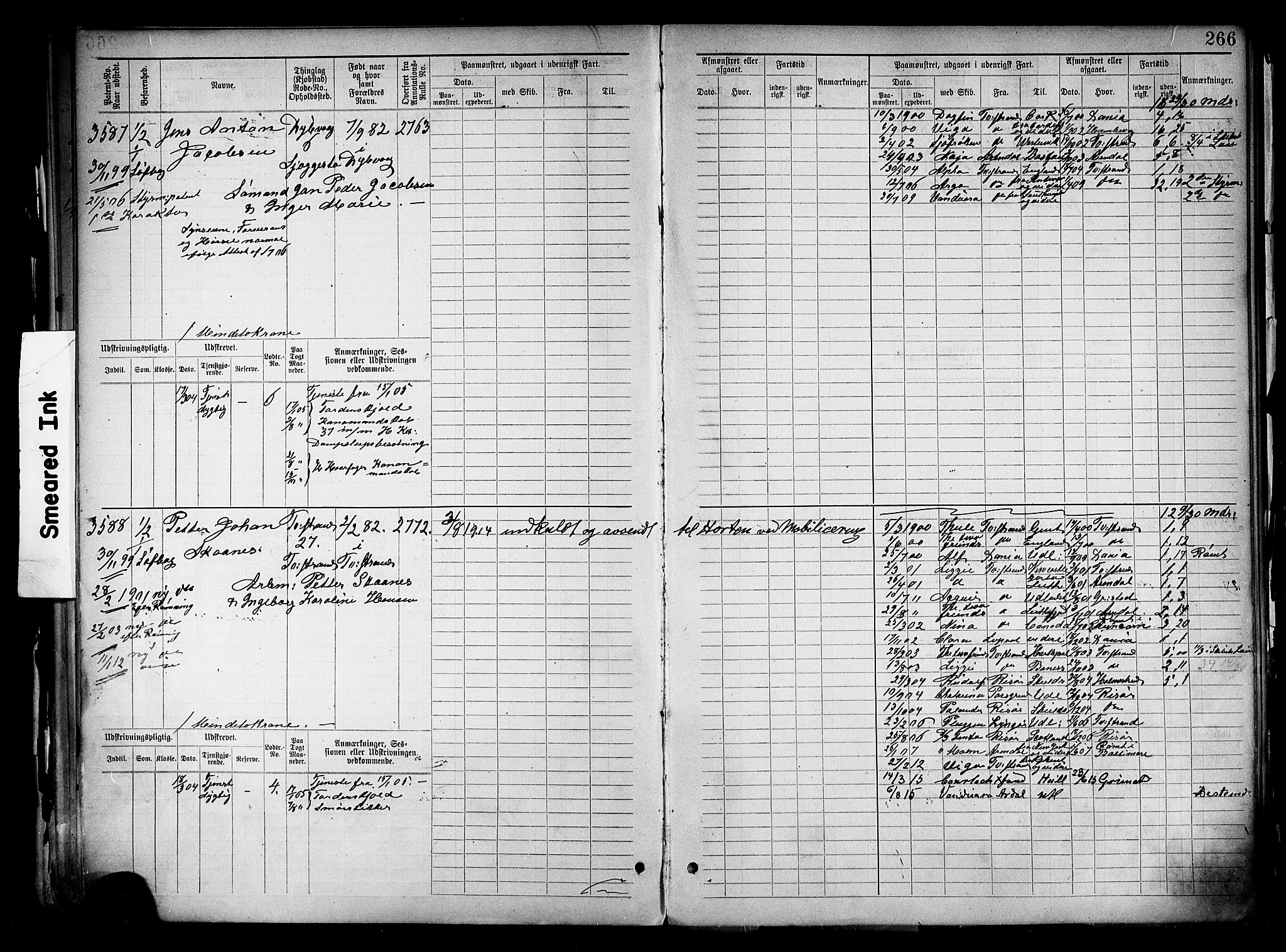 Tvedestrand mønstringskrets, AV/SAK-2031-0011/F/Fb/L0019: Hovedrulle nr 3057-3818, U-35, 1892-1906, p. 274