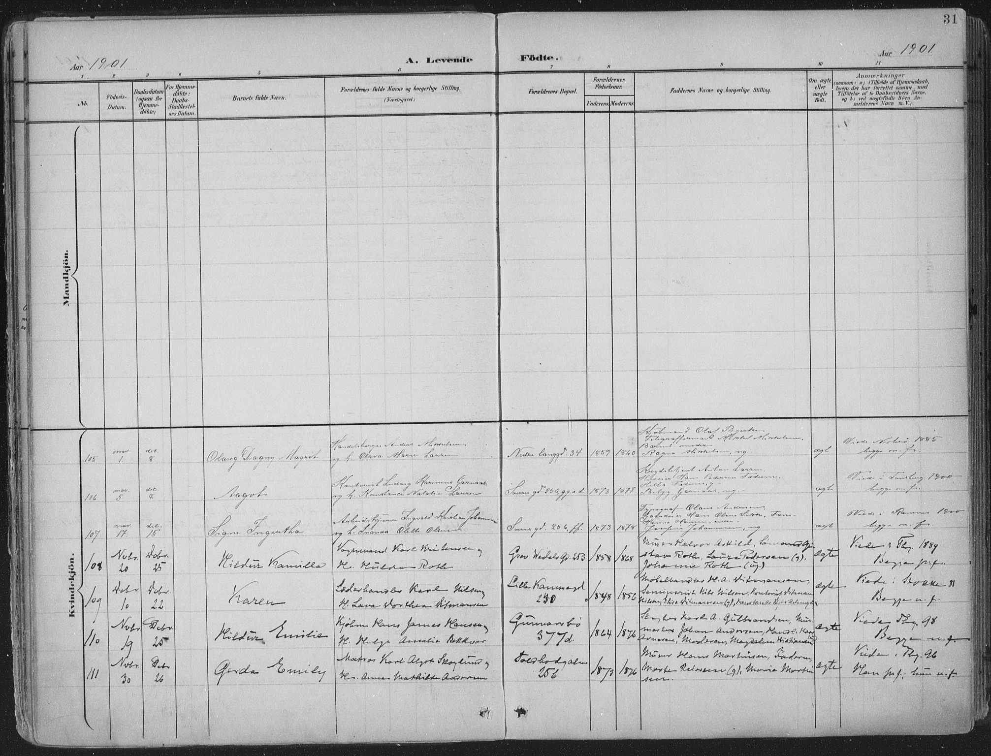 Tønsberg kirkebøker, SAKO/A-330/F/Fa/L0014: Parish register (official) no. I 14, 1900-1913, p. 31