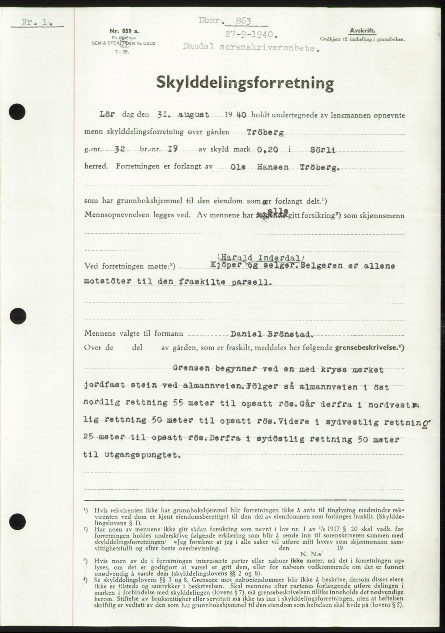 Namdal sorenskriveri, SAT/A-4133/1/2/2C: Mortgage book no. -, 1940-1941, Deed date: 27.09.1940