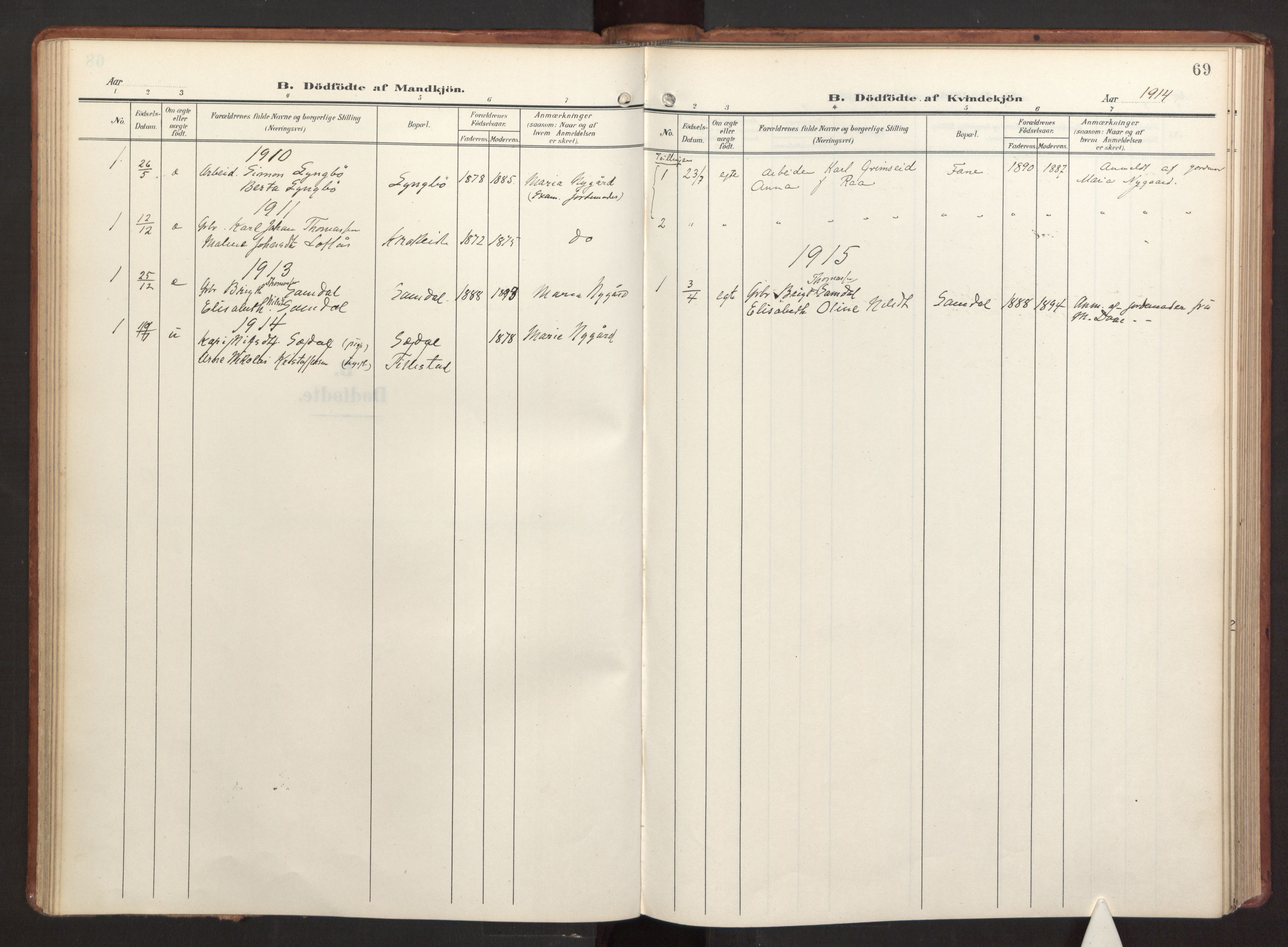 Fana Sokneprestembete, SAB/A-75101/H/Haa/Haab/L0004: Parish register (official) no. B 4, 1908-1915, p. 69