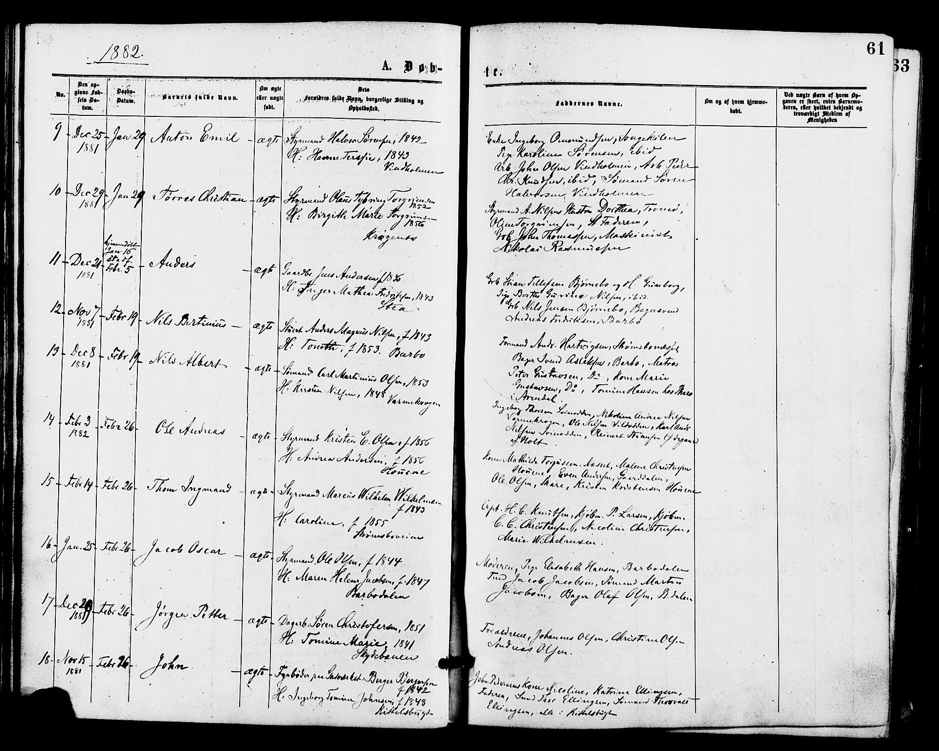 Barbu sokneprestkontor, AV/SAK-1111-0003/F/Fa/L0001: Parish register (official) no. A 1 /1, 1878-1883, p. 61