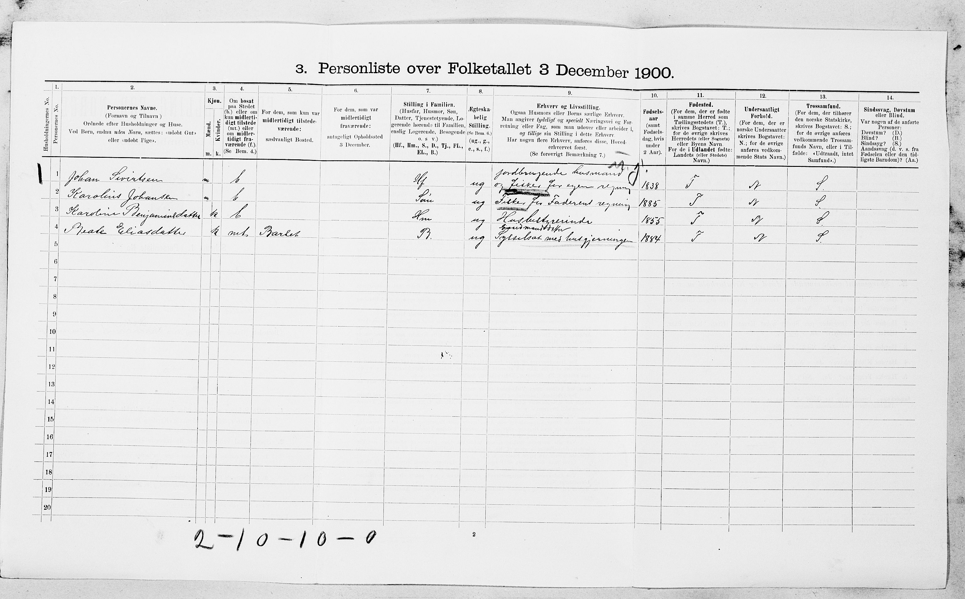 SAT, 1900 census for Jøssund, 1900, p. 478