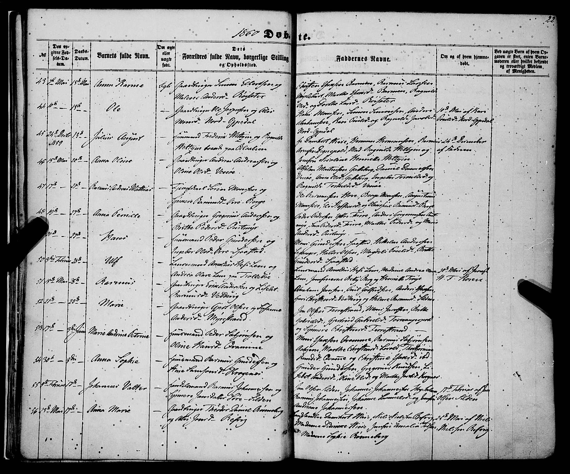 Selje sokneprestembete, AV/SAB-A-99938/H/Ha/Haa/Haaa: Parish register (official) no. A 11, 1858-1870, p. 22