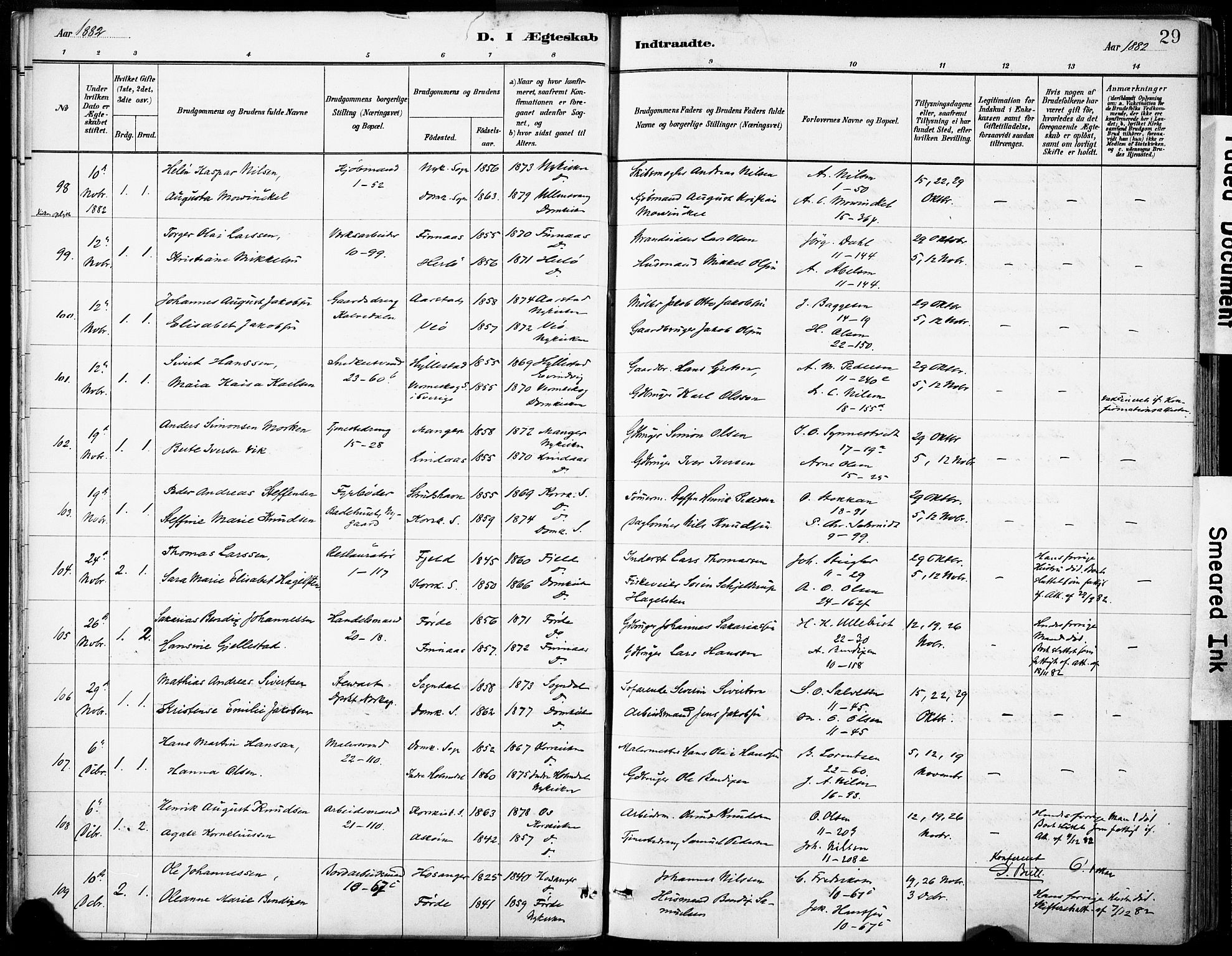 Domkirken sokneprestembete, AV/SAB-A-74801/H/Haa/L0037: Parish register (official) no. D 4, 1880-1907, p. 29