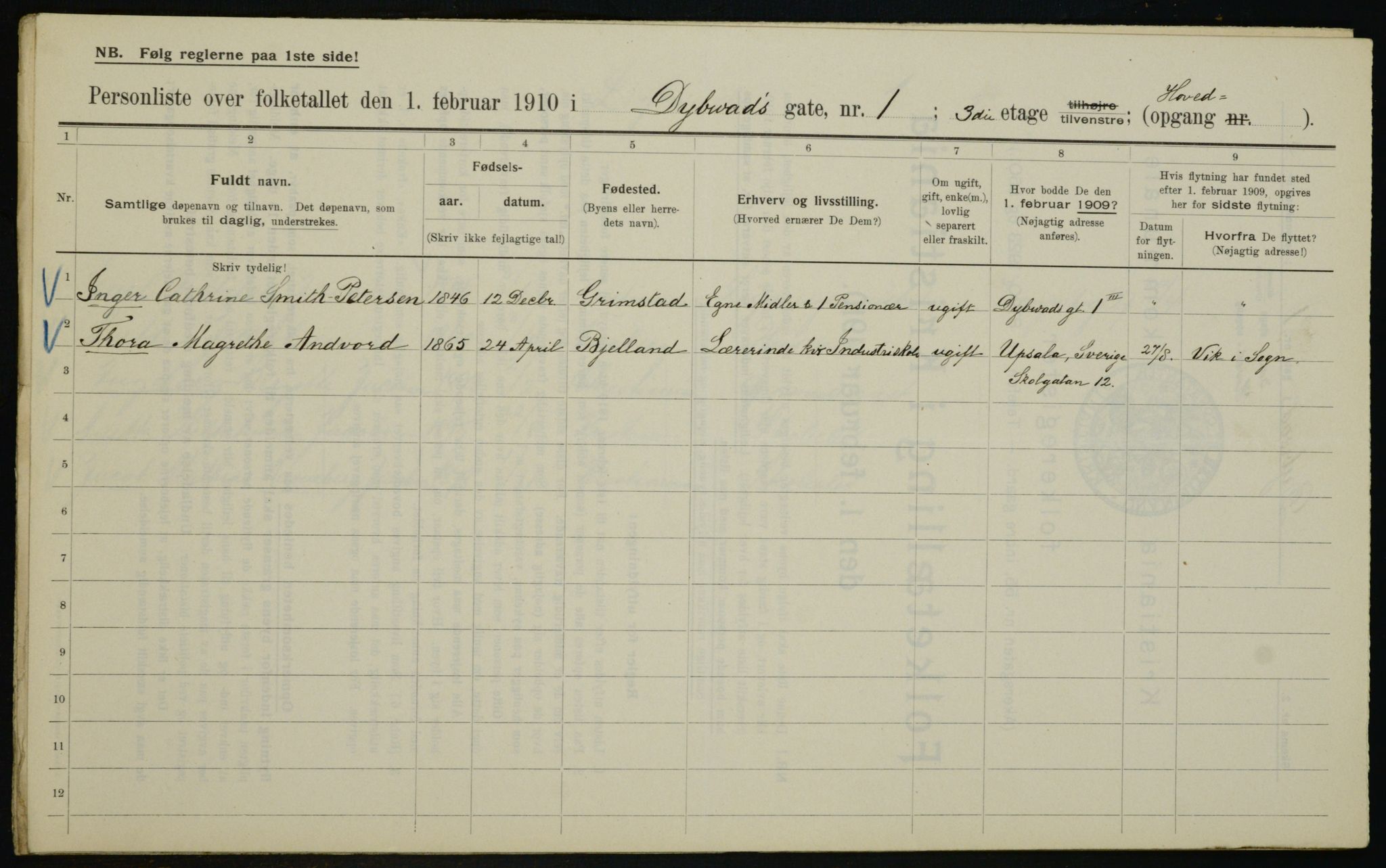 OBA, Municipal Census 1910 for Kristiania, 1910, p. 16549