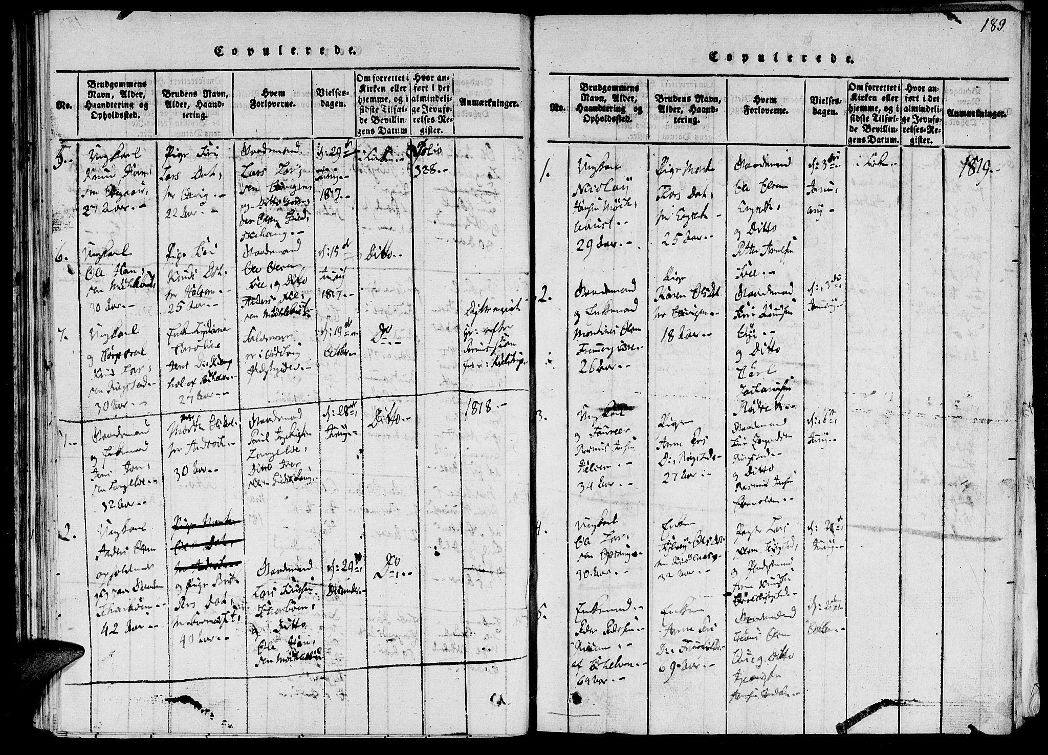 Ministerialprotokoller, klokkerbøker og fødselsregistre - Møre og Romsdal, AV/SAT-A-1454/520/L0273: Parish register (official) no. 520A03, 1817-1826, p. 189