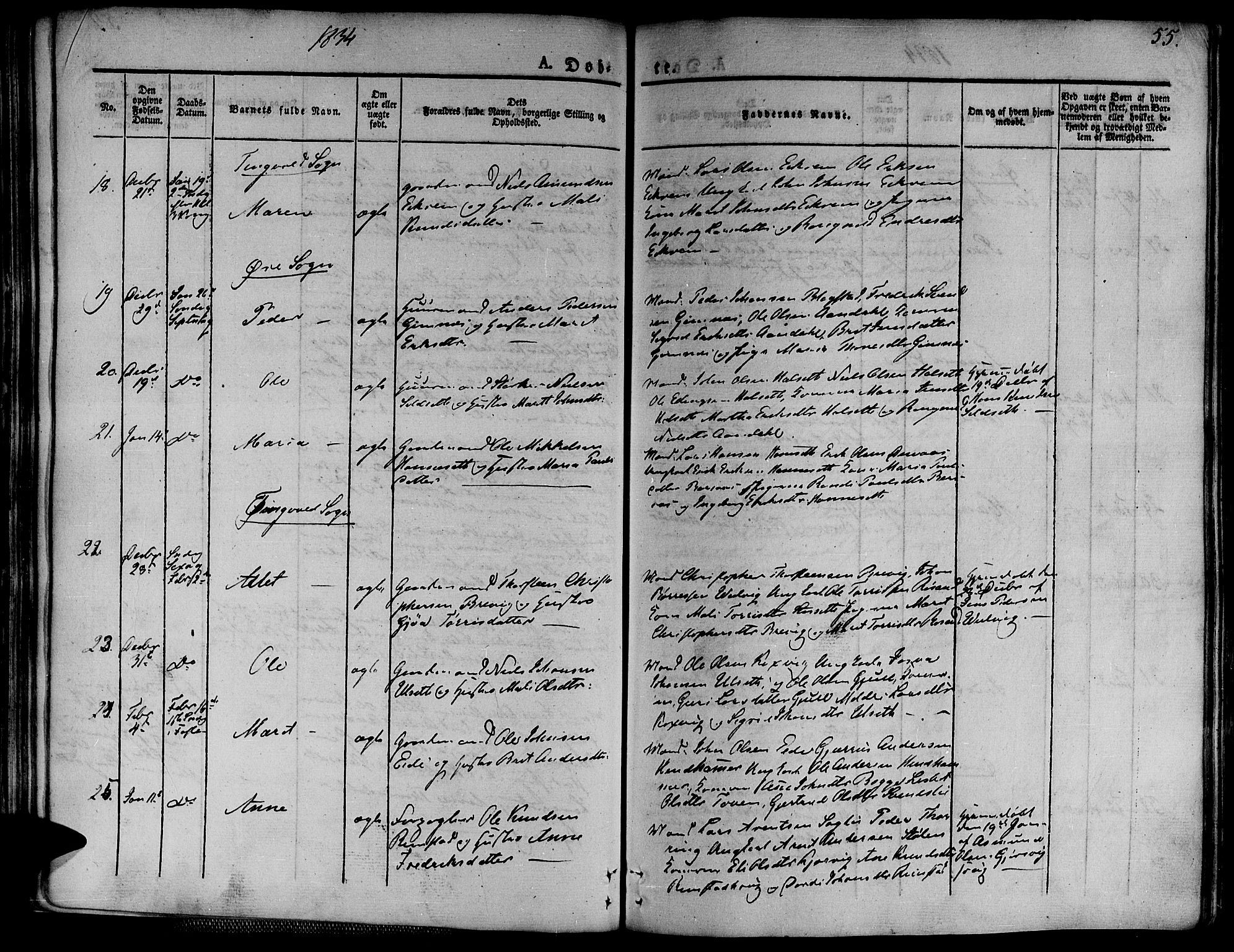 Ministerialprotokoller, klokkerbøker og fødselsregistre - Møre og Romsdal, AV/SAT-A-1454/586/L0983: Parish register (official) no. 586A09, 1829-1843, p. 55