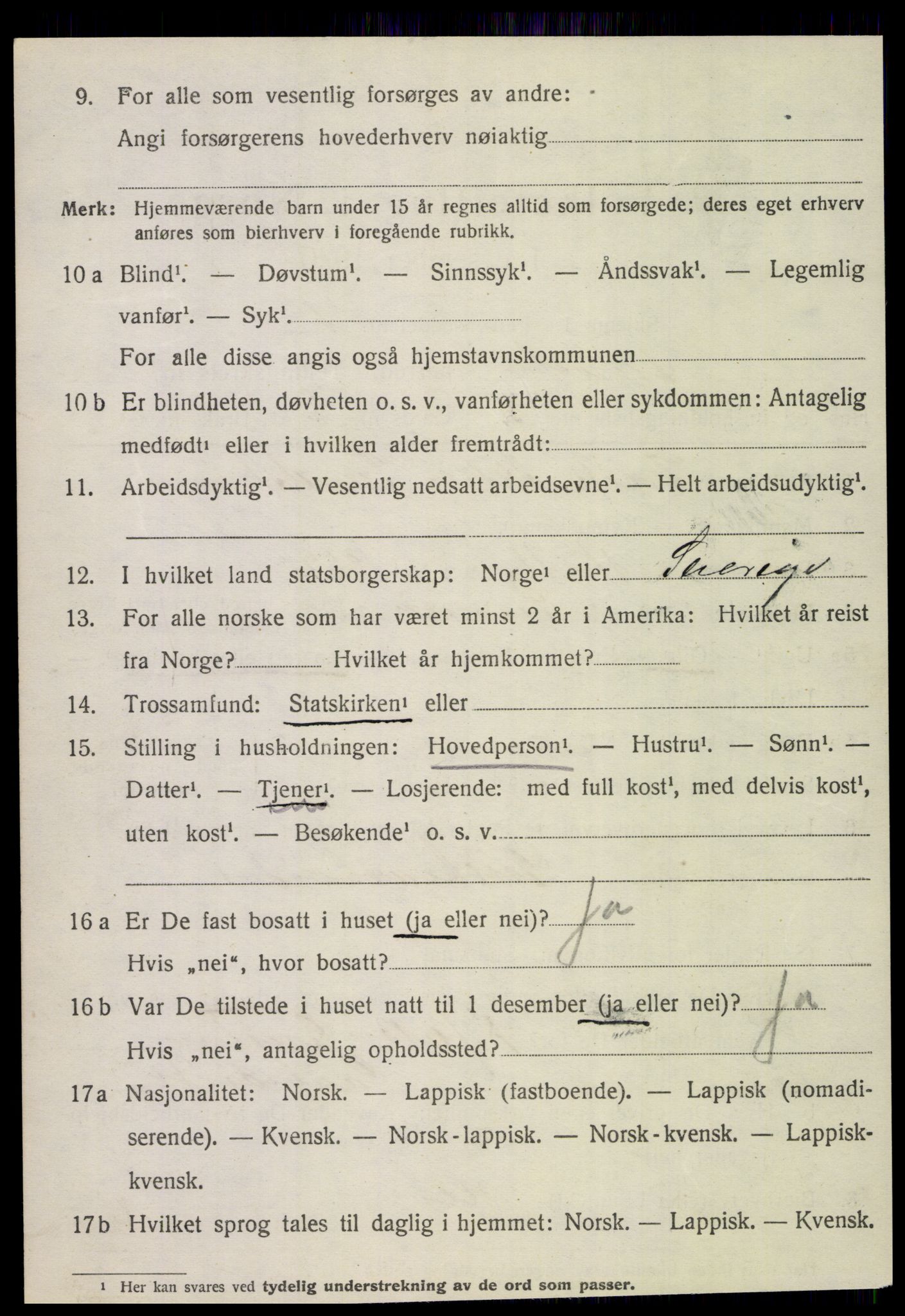 SAT, 1920 census for Fauske, 1920, p. 5421