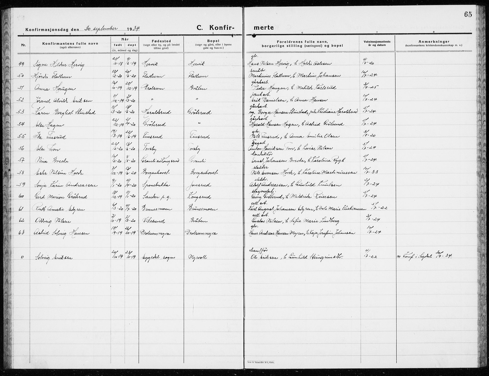 Modum kirkebøker, AV/SAKO-A-234/G/Ga/L0013: Parish register (copy) no. I 13, 1925-1938, p. 65