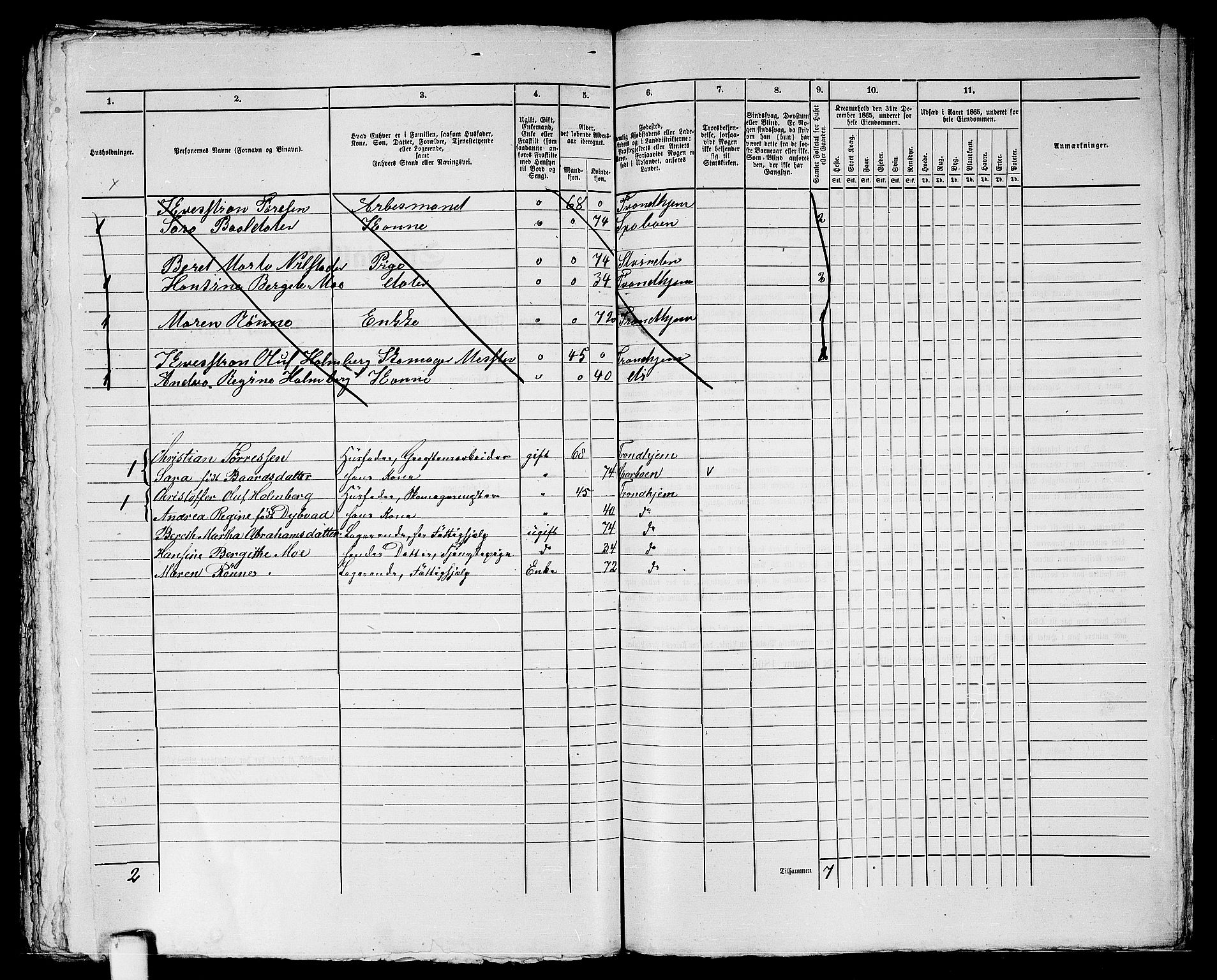 RA, 1865 census for Trondheim, 1865, p. 1506