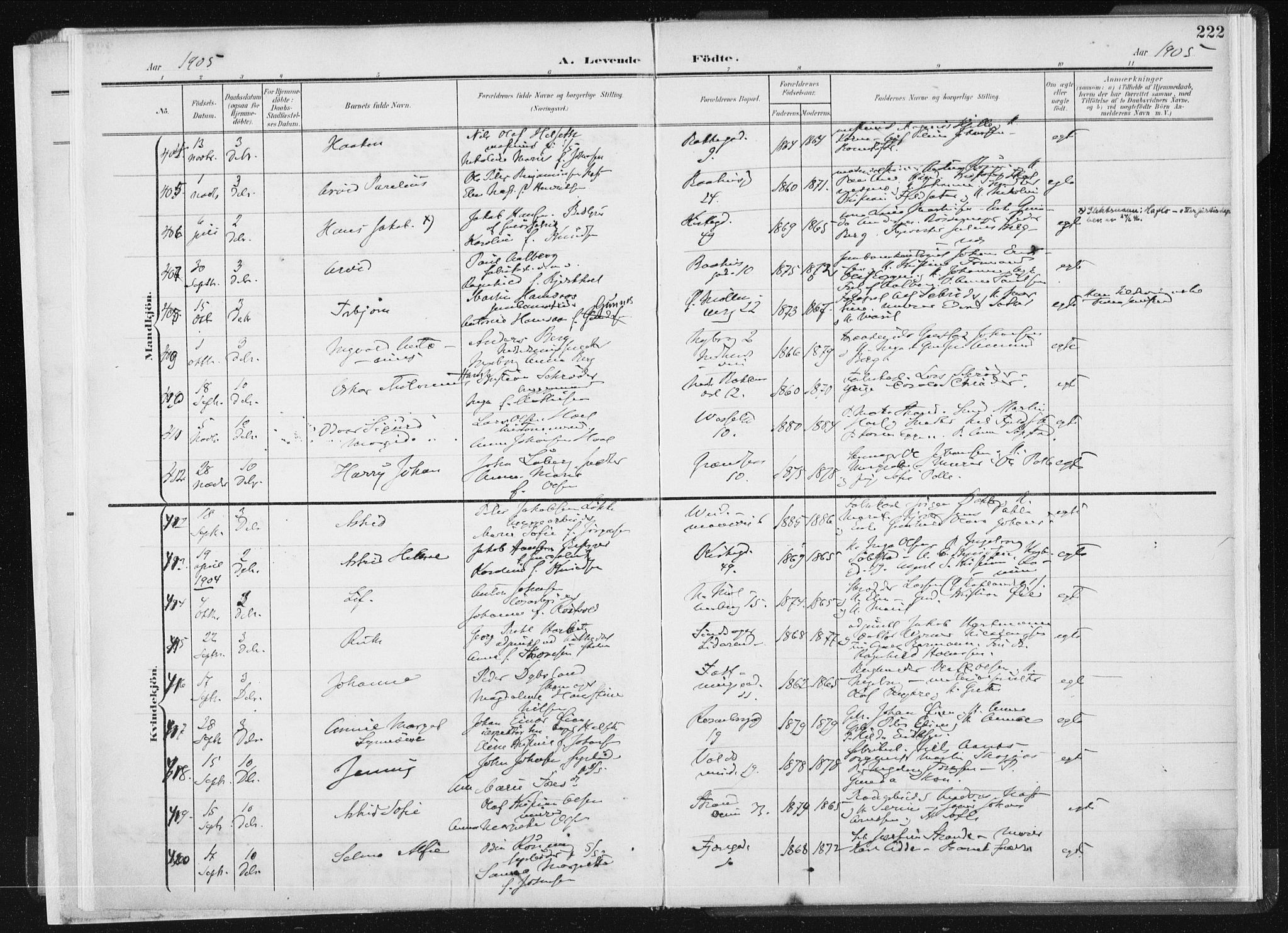 Ministerialprotokoller, klokkerbøker og fødselsregistre - Sør-Trøndelag, AV/SAT-A-1456/604/L0199: Parish register (official) no. 604A20I, 1901-1906, p. 222