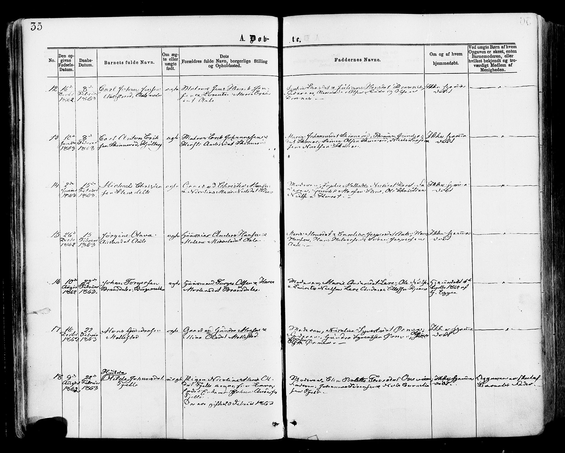Onsøy prestekontor Kirkebøker, AV/SAO-A-10914/F/Fa/L0004: Parish register (official) no. I 4, 1861-1877, p. 35