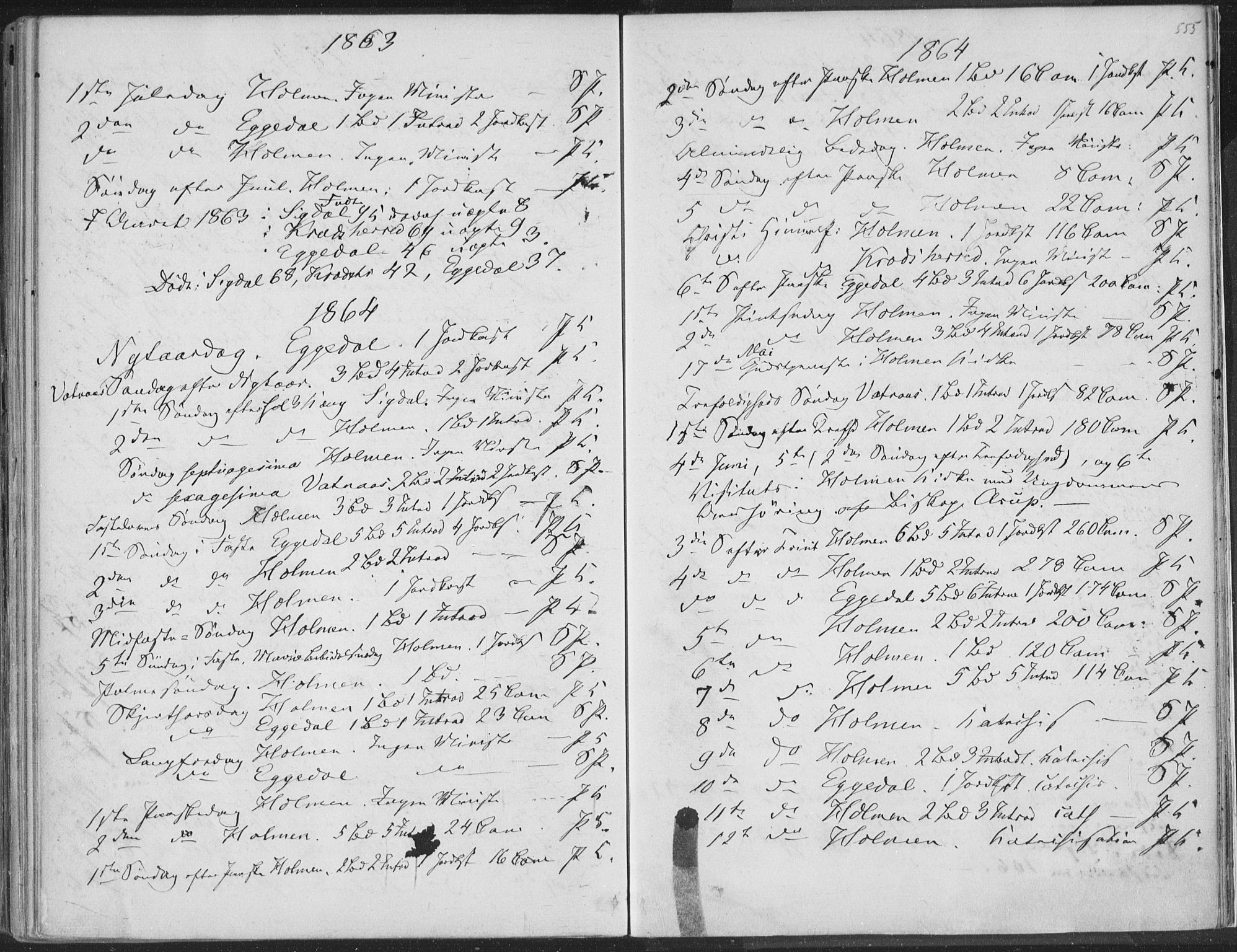 Sigdal kirkebøker, SAKO/A-245/F/Fa/L0009b: Parish register (official) no. I 9B, 1860-1871, p. 555