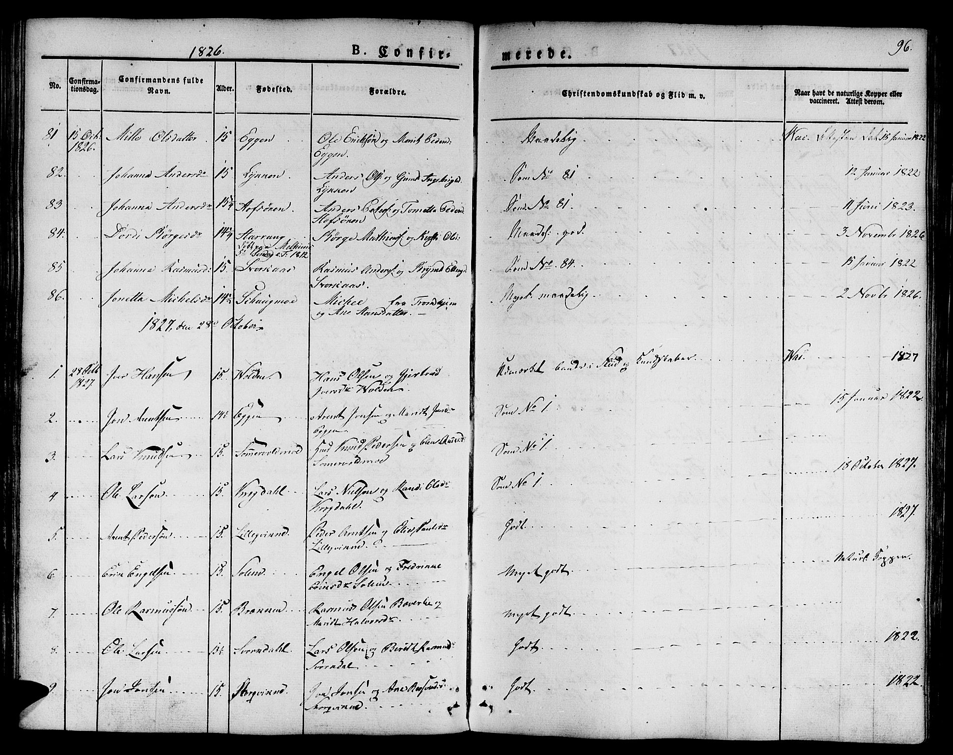 Ministerialprotokoller, klokkerbøker og fødselsregistre - Sør-Trøndelag, SAT/A-1456/668/L0804: Parish register (official) no. 668A04, 1826-1839, p. 96
