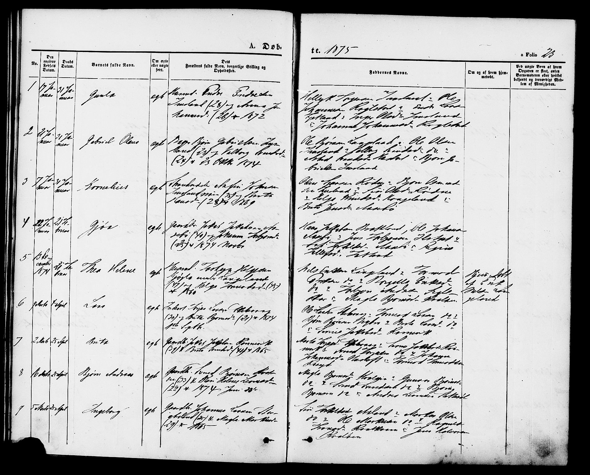 Vikedal sokneprestkontor, AV/SAST-A-101840/01/IV: Parish register (official) no. A 9, 1868-1885, p. 23