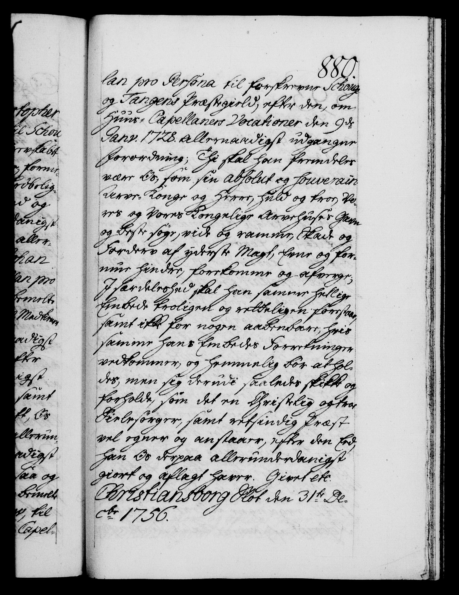 Danske Kanselli 1572-1799, AV/RA-EA-3023/F/Fc/Fca/Fcaa/L0039: Norske registre, 1755-1756, p. 880a