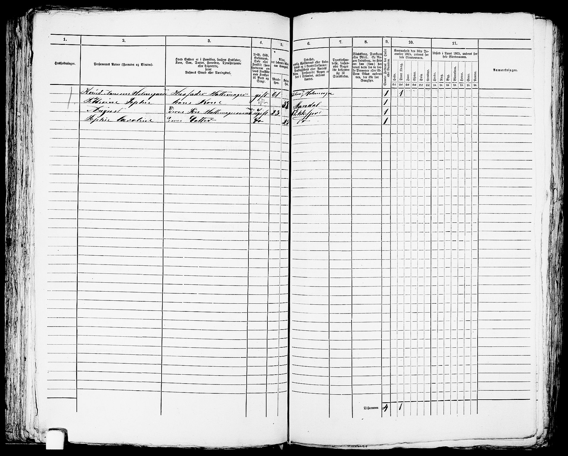 RA, 1865 census for Flekkefjord/Flekkefjord, 1865, p. 167