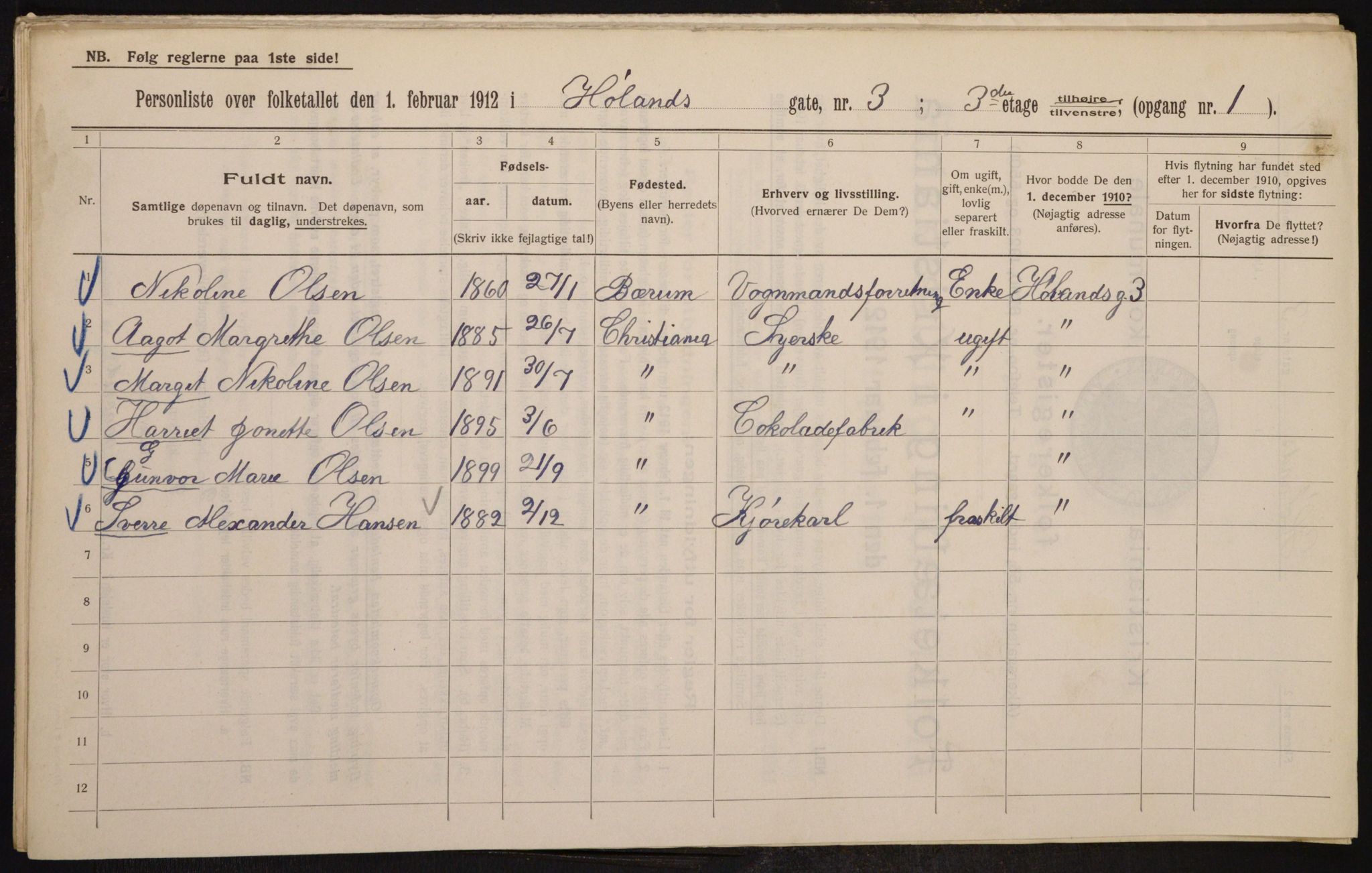 OBA, Municipal Census 1912 for Kristiania, 1912, p. 42700