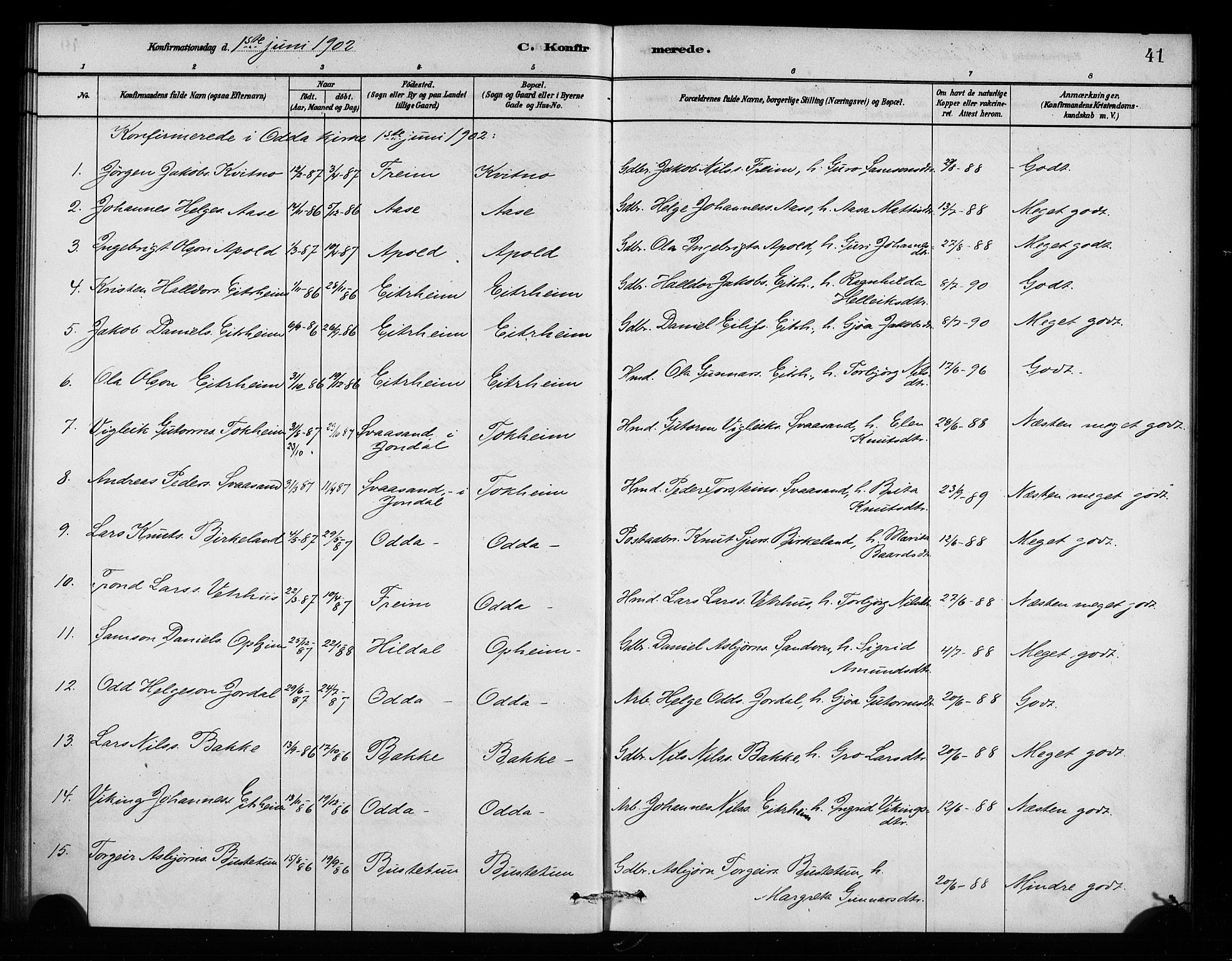 Odda Sokneprestembete, AV/SAB-A-77201/H/Haa: Parish register (official) no. A 2, 1880-1915, p. 41