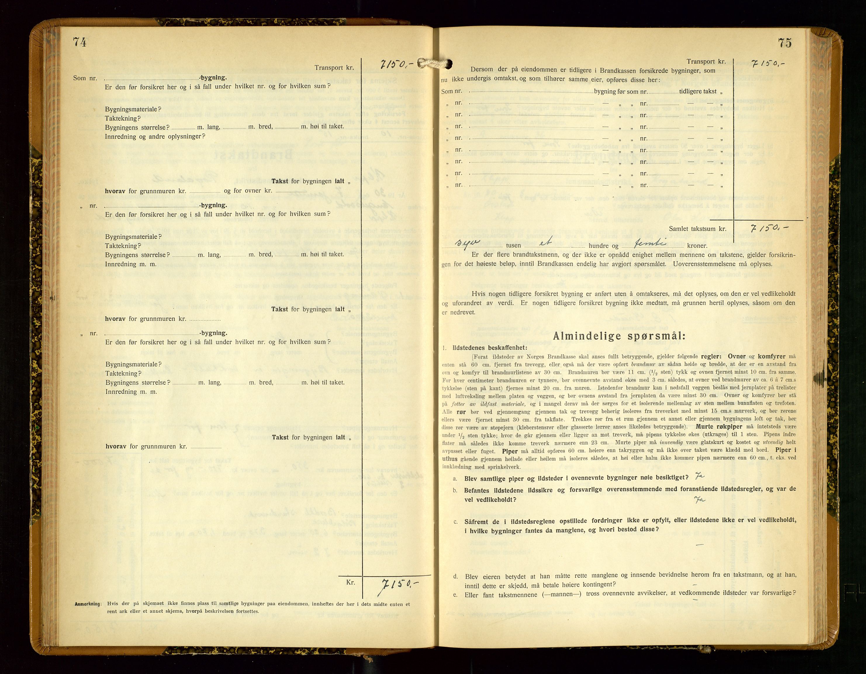 Klepp lensmannskontor, SAST/A-100163/Goc/L0012: "Brandtakstprotokoll" m/register, 1929-1933, p. 74-75