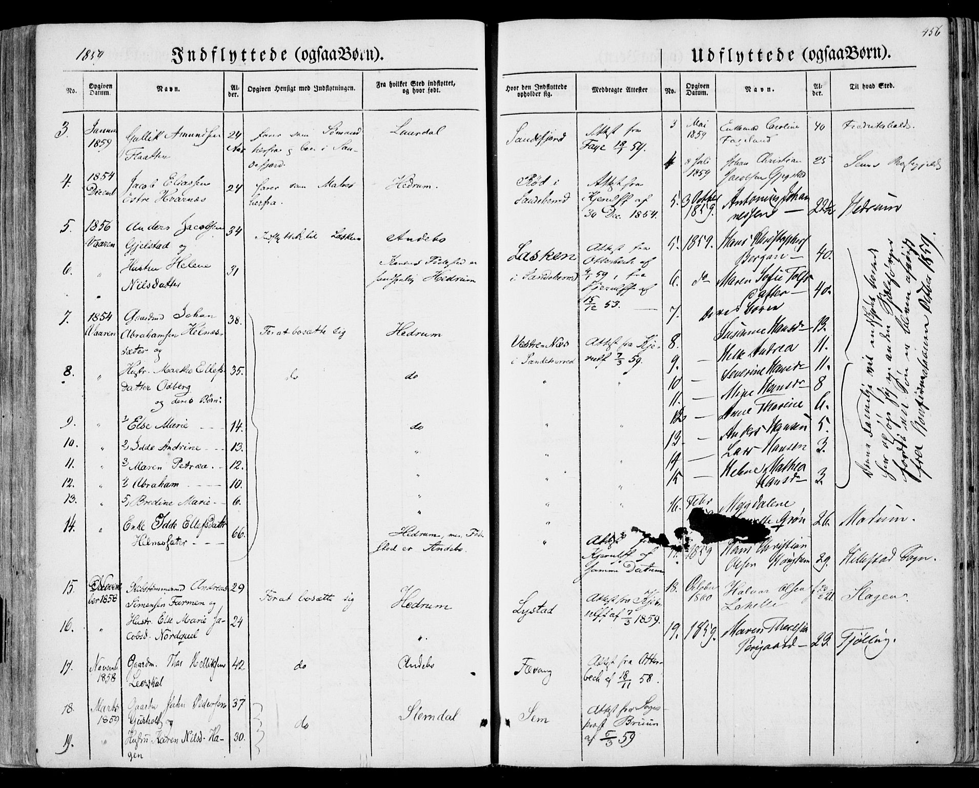 Sandar kirkebøker, AV/SAKO-A-243/F/Fa/L0007: Parish register (official) no. 7, 1855-1861, p. 456