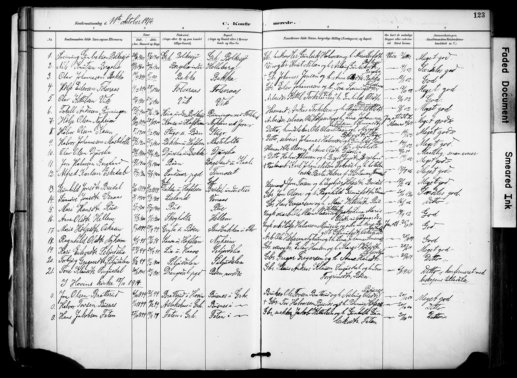 Gransherad kirkebøker, SAKO/A-267/F/Fa/L0005: Parish register (official) no. I 5, 1887-1916, p. 123