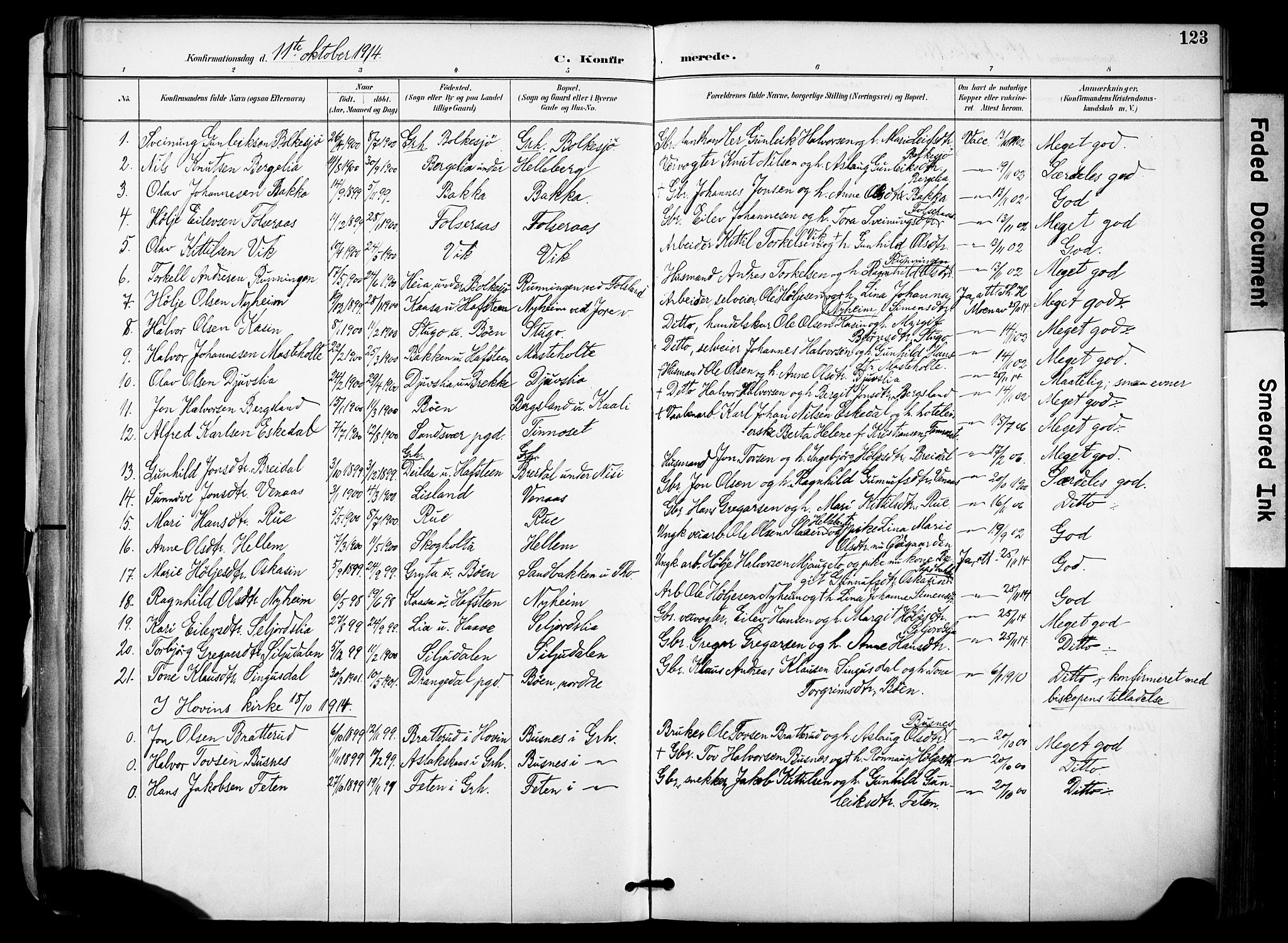 Gransherad kirkebøker, AV/SAKO-A-267/F/Fa/L0005: Parish register (official) no. I 5, 1887-1916, p. 123