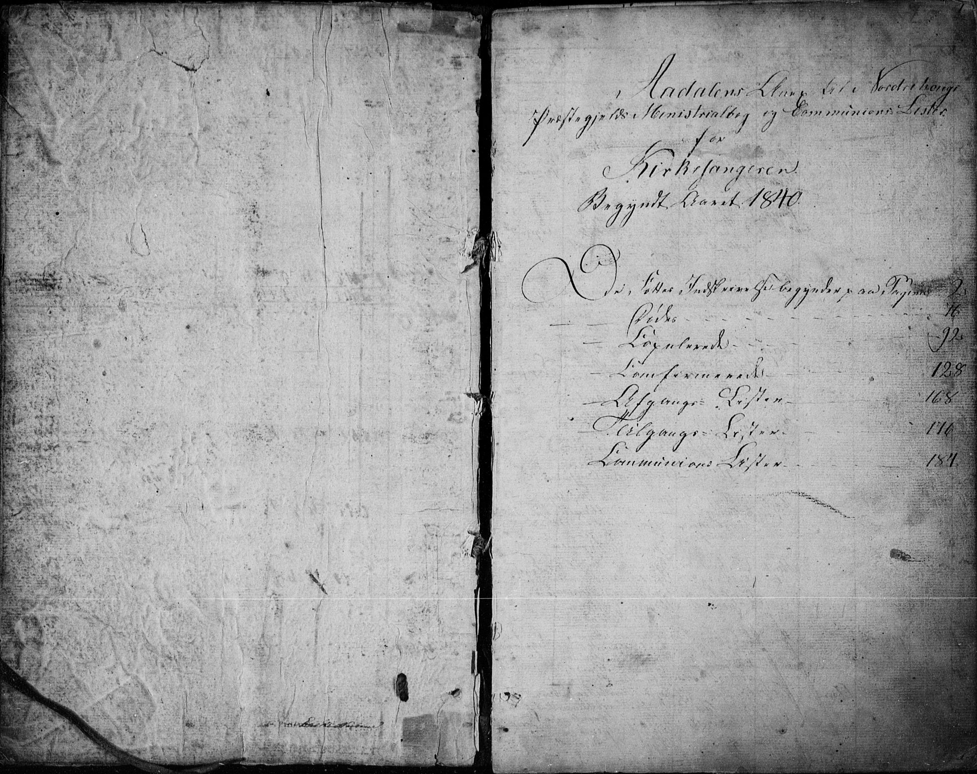 Ådal kirkebøker, SAKO/A-248/G/Ga/L0002: Parish register (copy) no. I 2, 1840-1861, p. 0-1