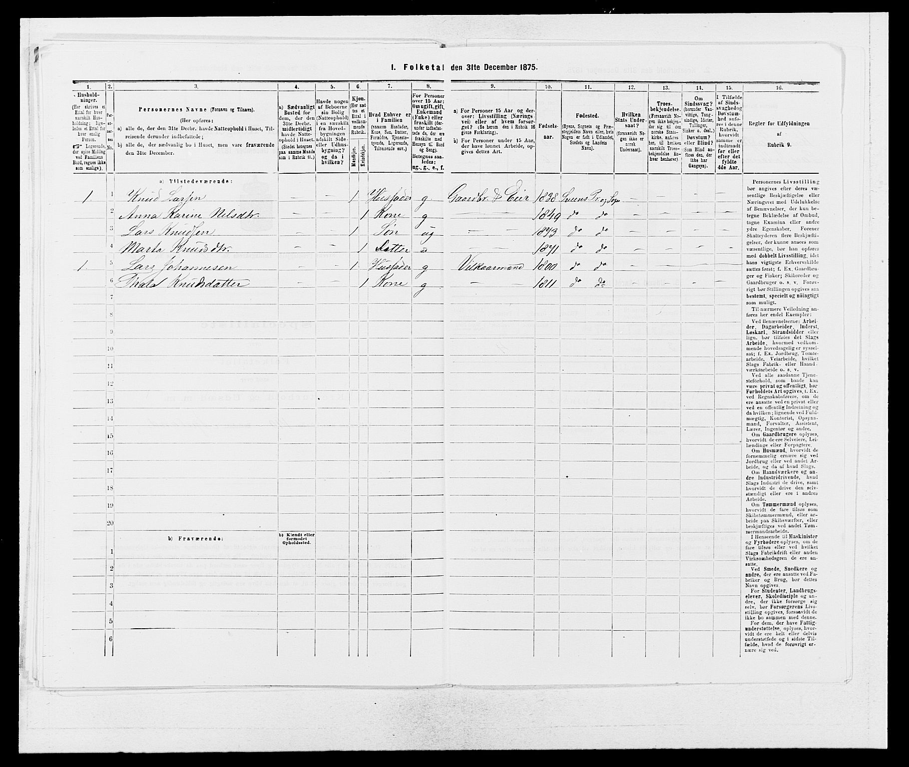 SAB, 1875 census for 1216P Sveio, 1875, p. 714