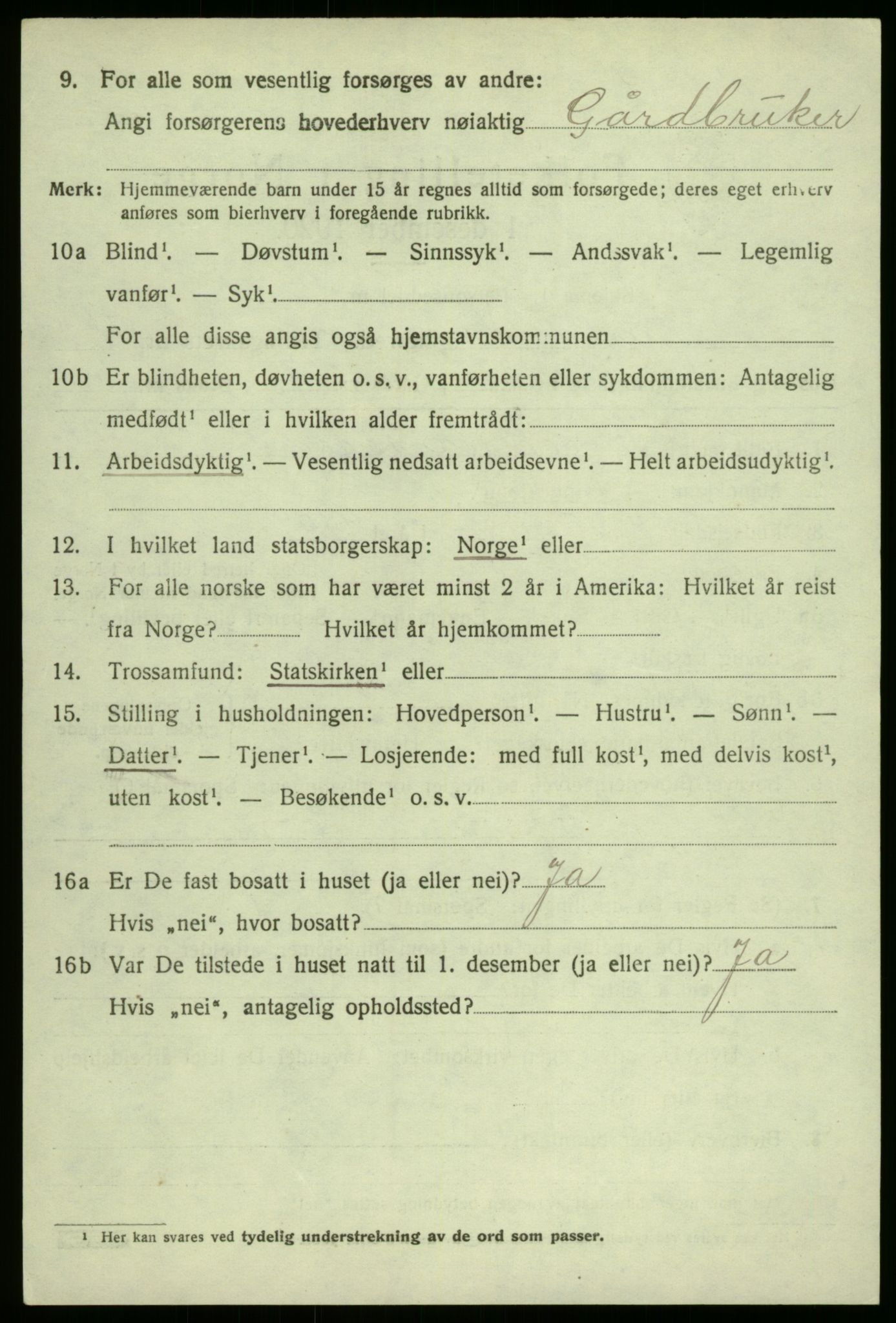 SAB, 1920 census for Aurland, 1920, p. 3035