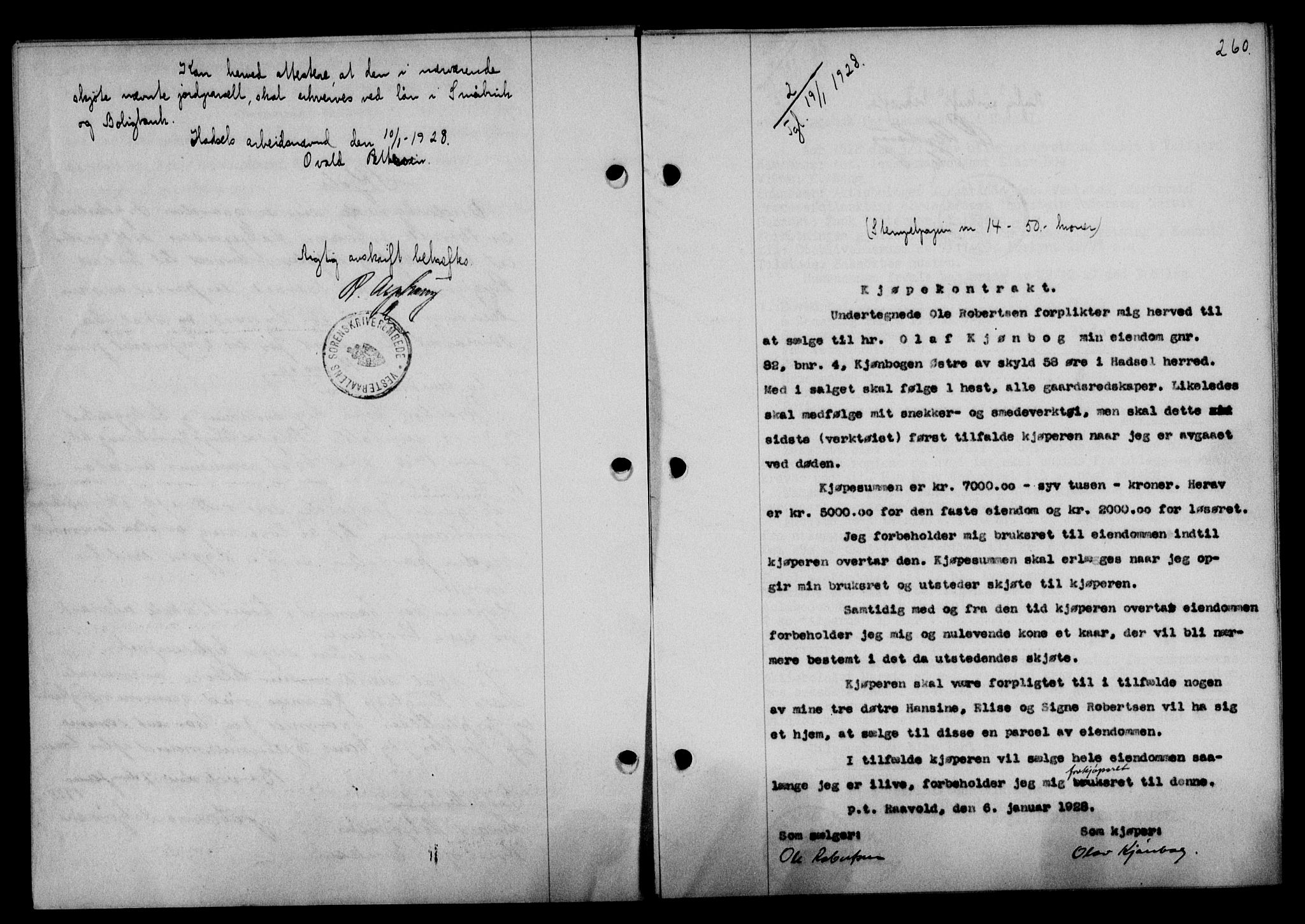 Vesterålen sorenskriveri, SAT/A-4180/1/2/2Ca/L0045: Mortgage book no. 38, 1927-1928, Deed date: 19.01.1928