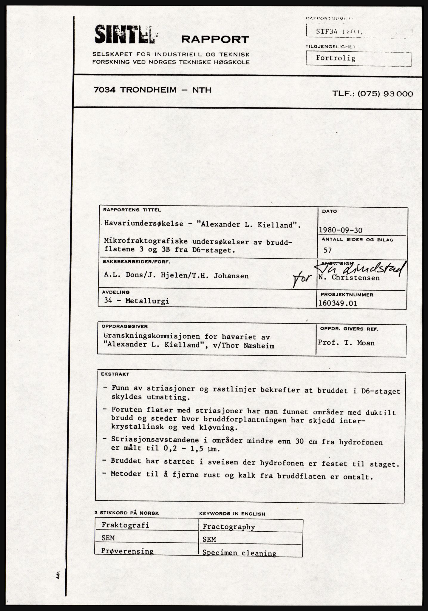 Justisdepartementet, Granskningskommisjonen ved Alexander Kielland-ulykken 27.3.1980, AV/RA-S-1165/D/L0021: V Forankring (Doku.liste + V1-V3 av 3)/W Materialundersøkelser (Doku.liste + W1-W10 av 10 - W9 eske 26), 1980-1981, p. 431