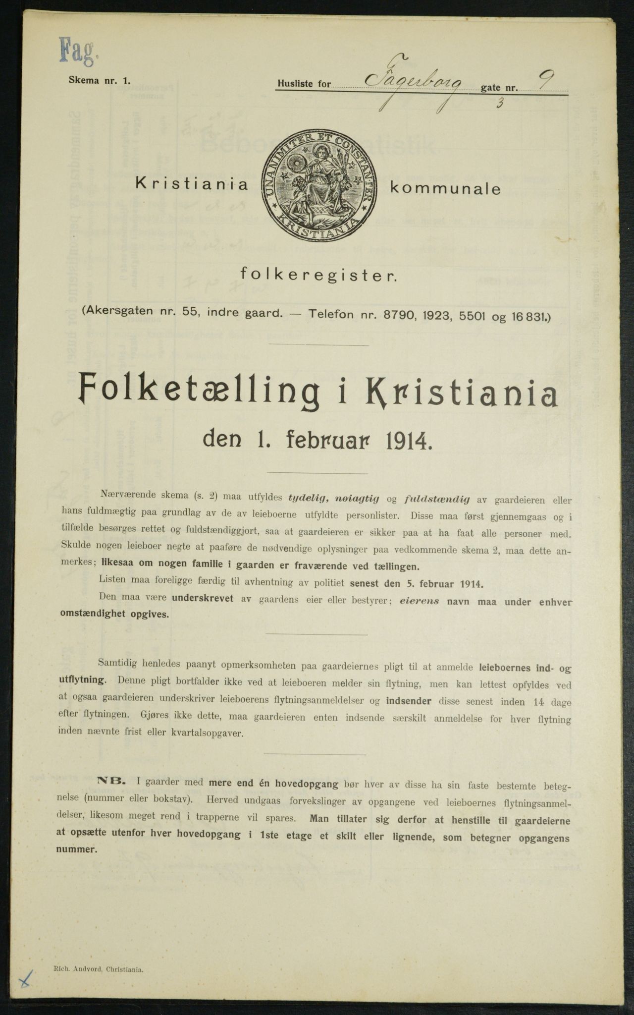 OBA, Municipal Census 1914 for Kristiania, 1914, p. 23092