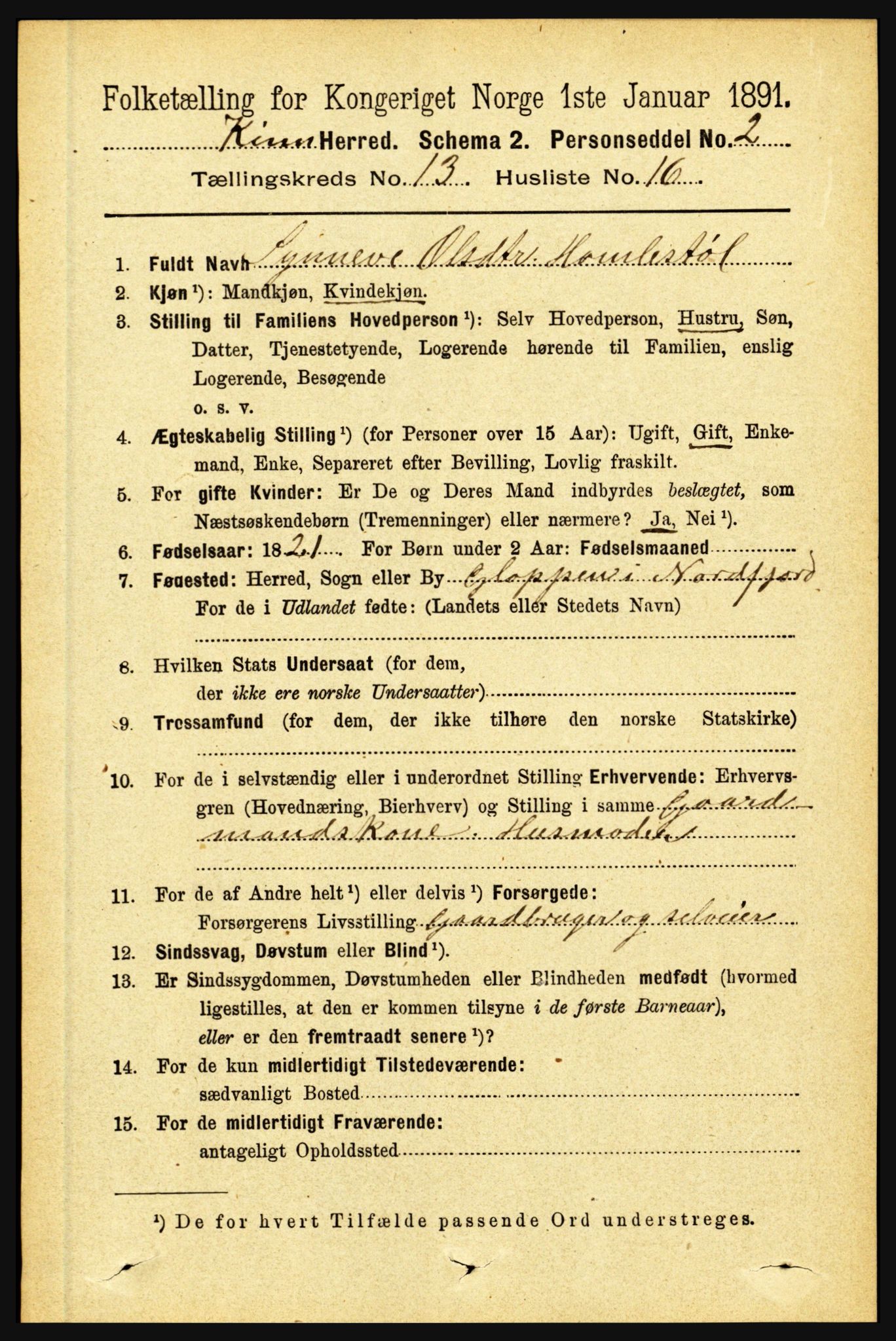 RA, 1891 census for 1437 Kinn, 1891, p. 5177