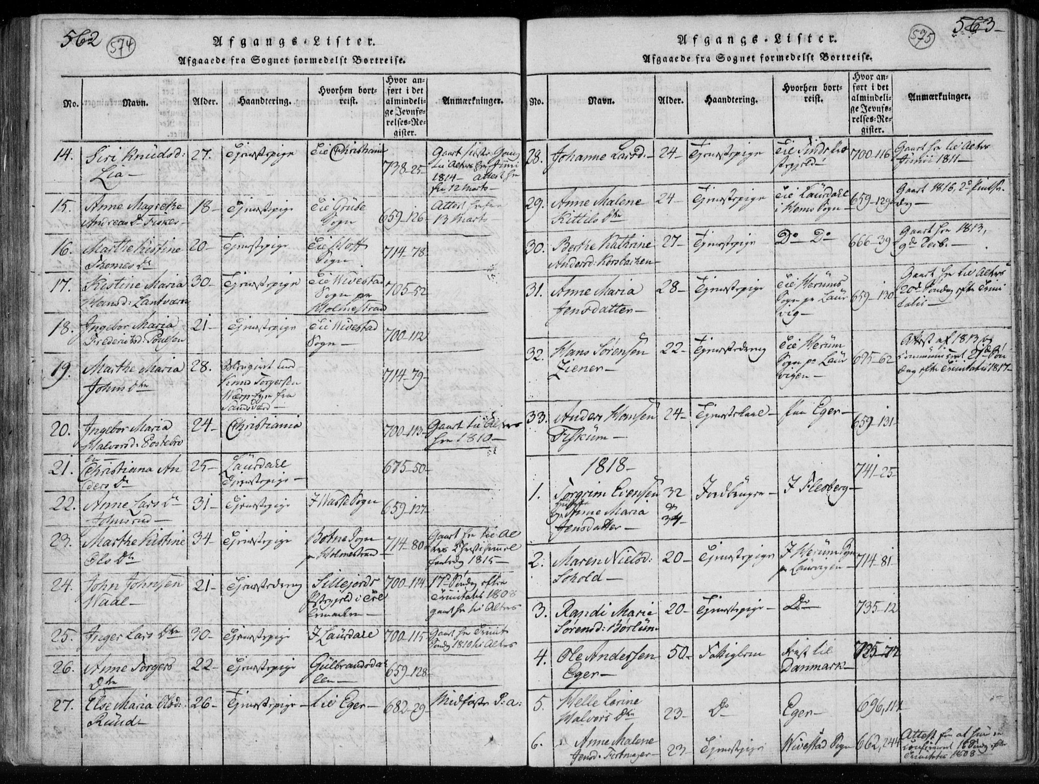 Kongsberg kirkebøker, SAKO/A-22/F/Fa/L0008: Parish register (official) no. I 8, 1816-1839, p. 574-575