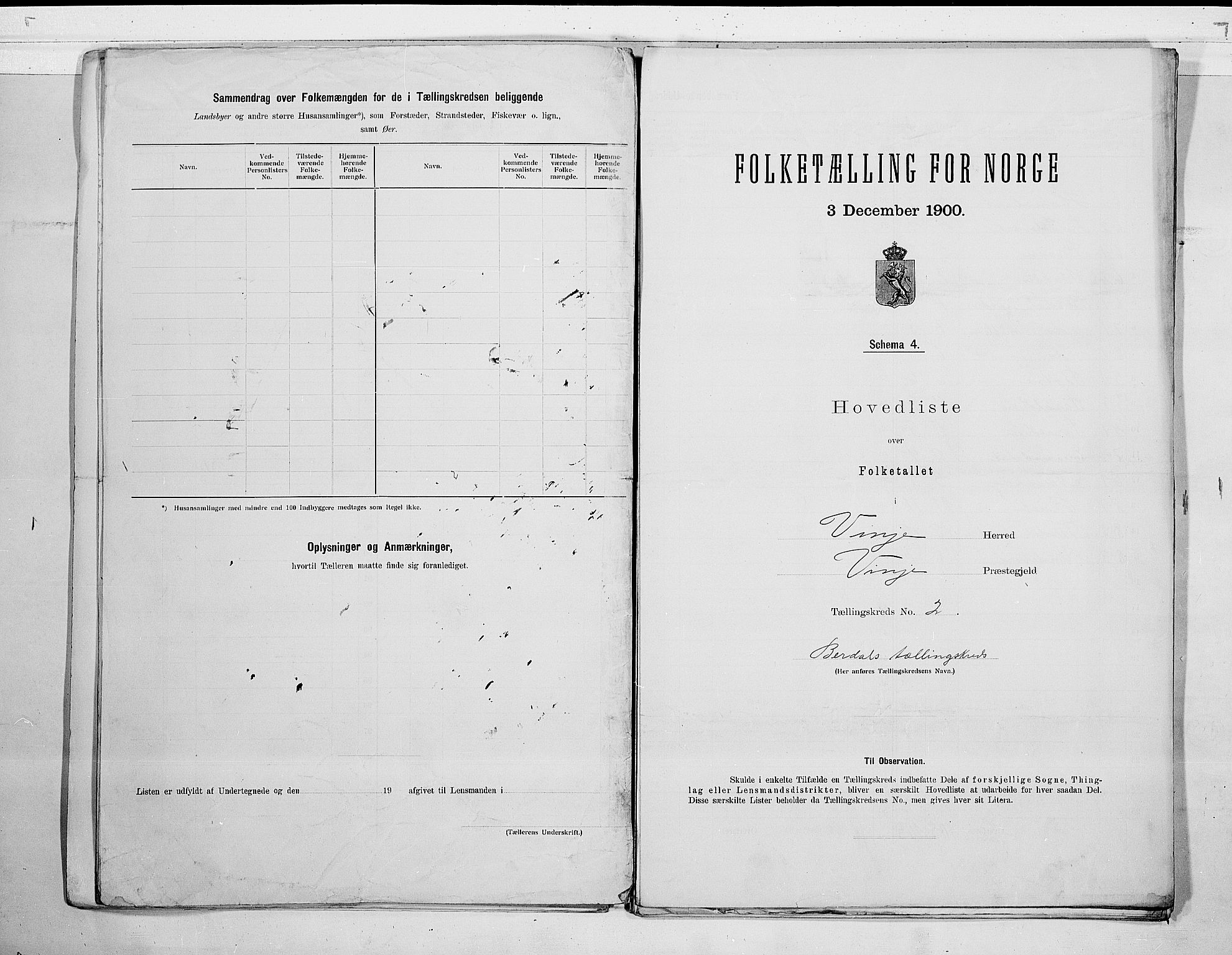 SAKO, 1900 census for Vinje, 1900, p. 6