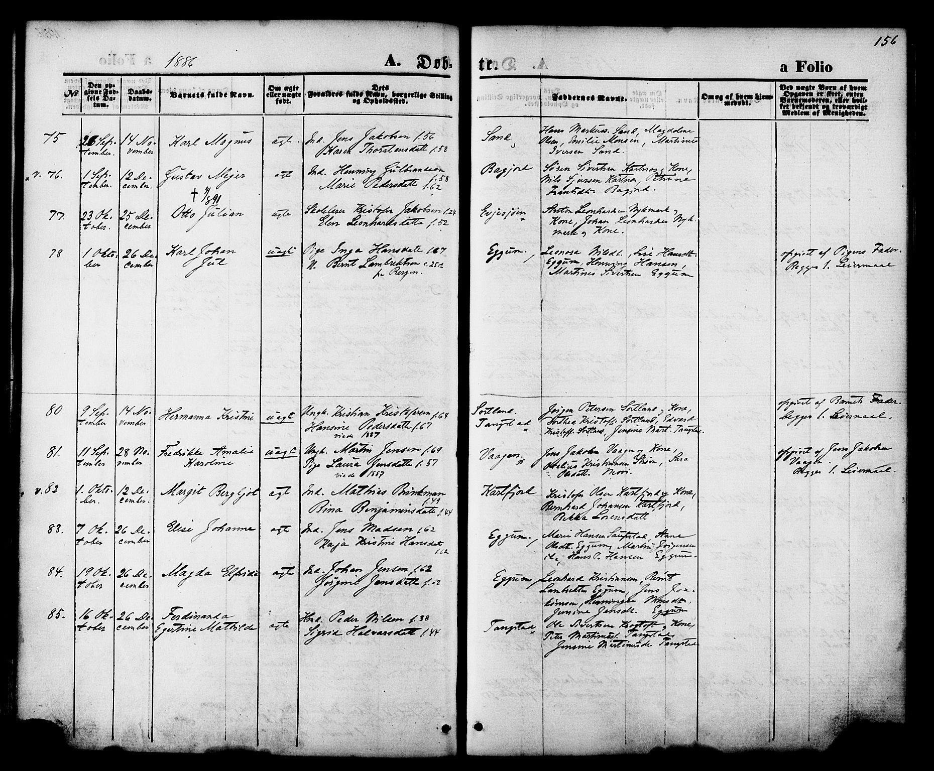 Ministerialprotokoller, klokkerbøker og fødselsregistre - Nordland, SAT/A-1459/880/L1132: Parish register (official) no. 880A06, 1869-1887, p. 156