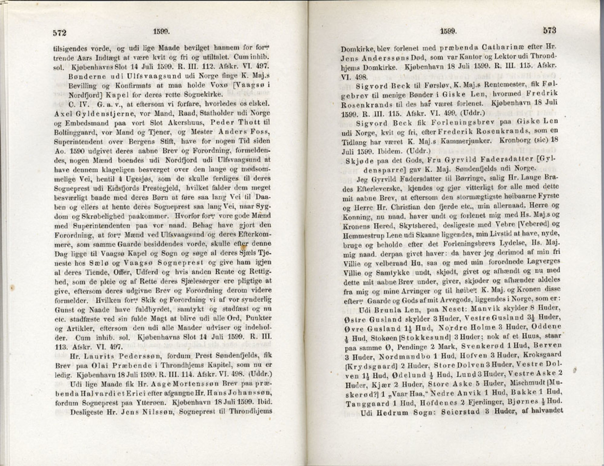 Publikasjoner utgitt av Det Norske Historiske Kildeskriftfond, PUBL/-/-/-: Norske Rigs-Registranter, bind 3, 1588-1602, p. 572-573